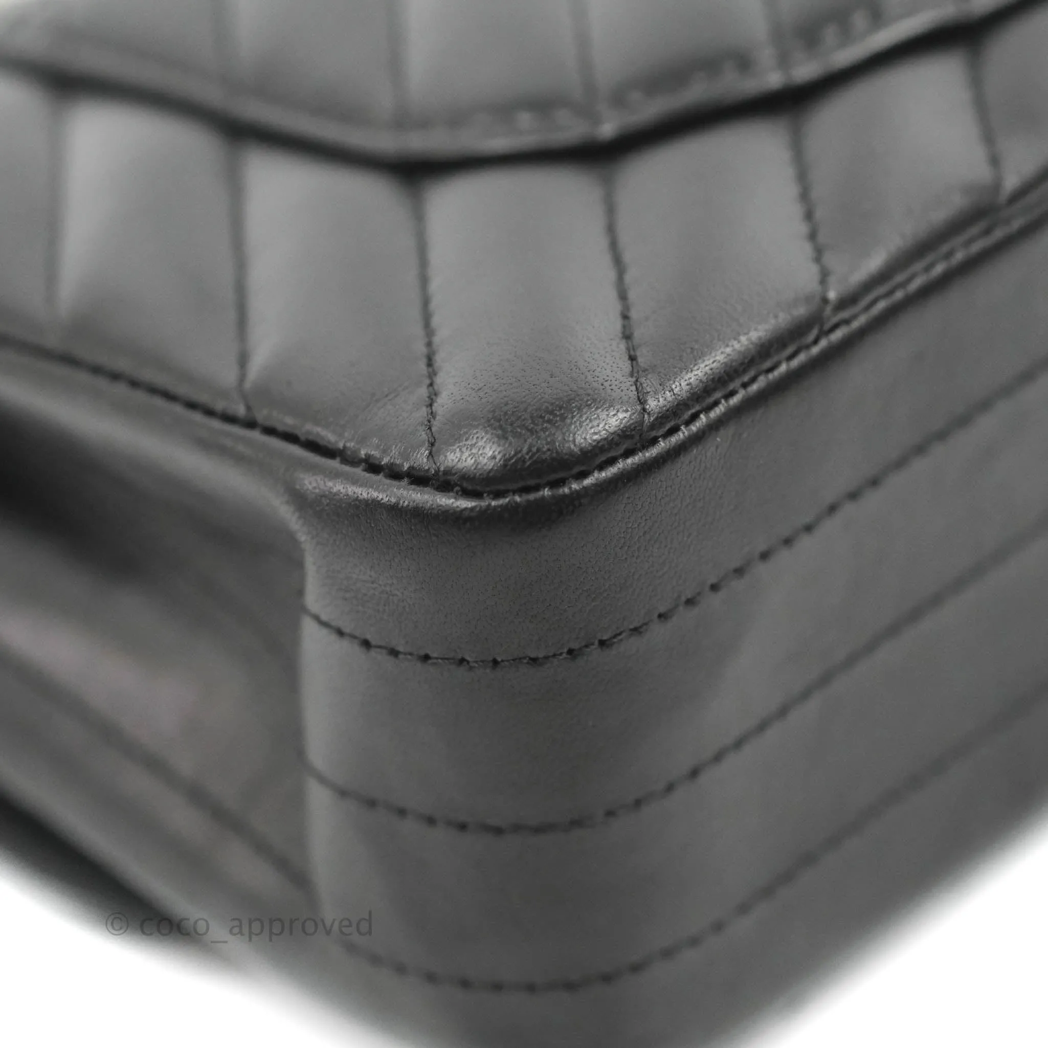 Chanel Classic Chevron S/M Small Double Flap Black Lambskin Gold Hardware