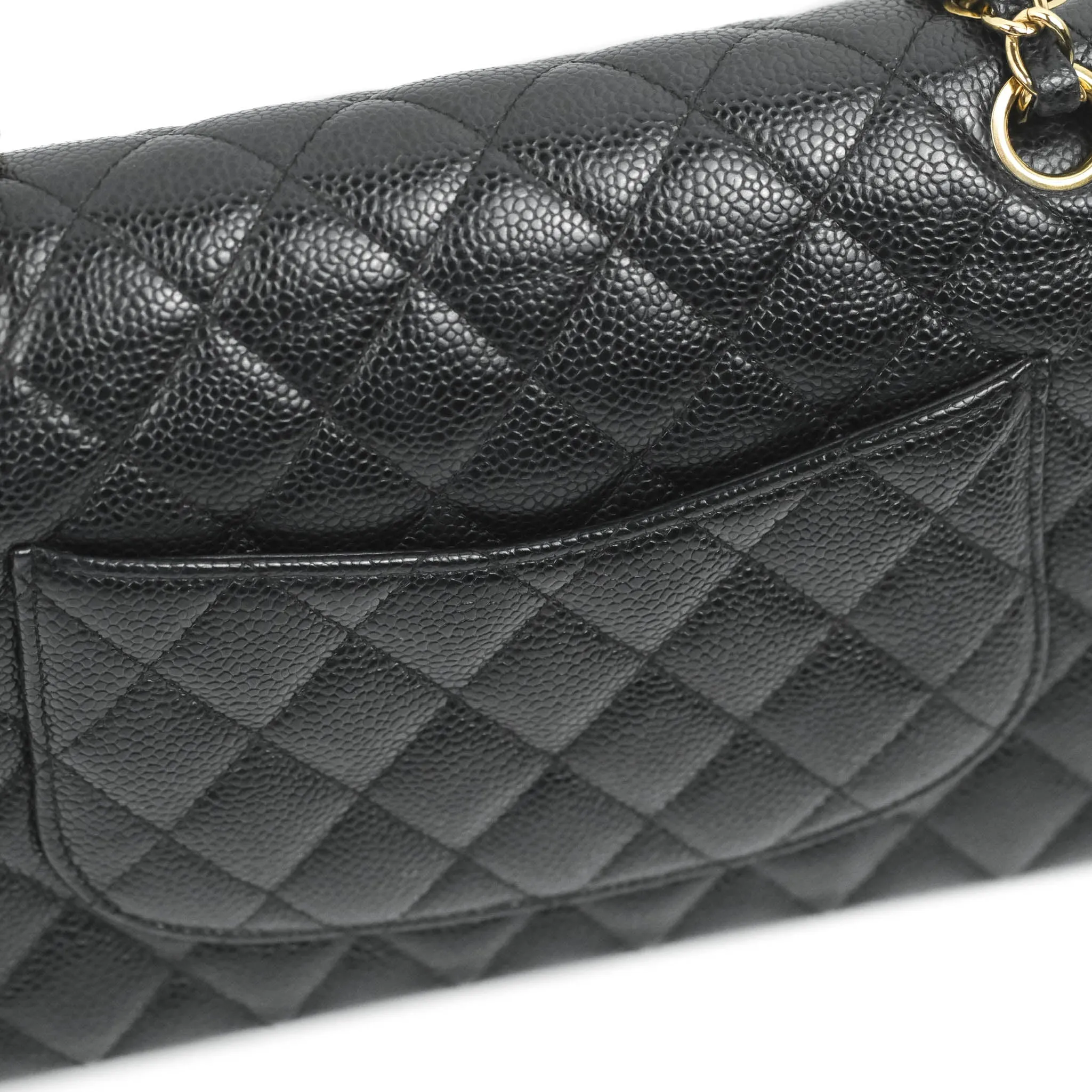 Chanel Classic Medium M/L Flap Black Caviar 24K Gold Hardware