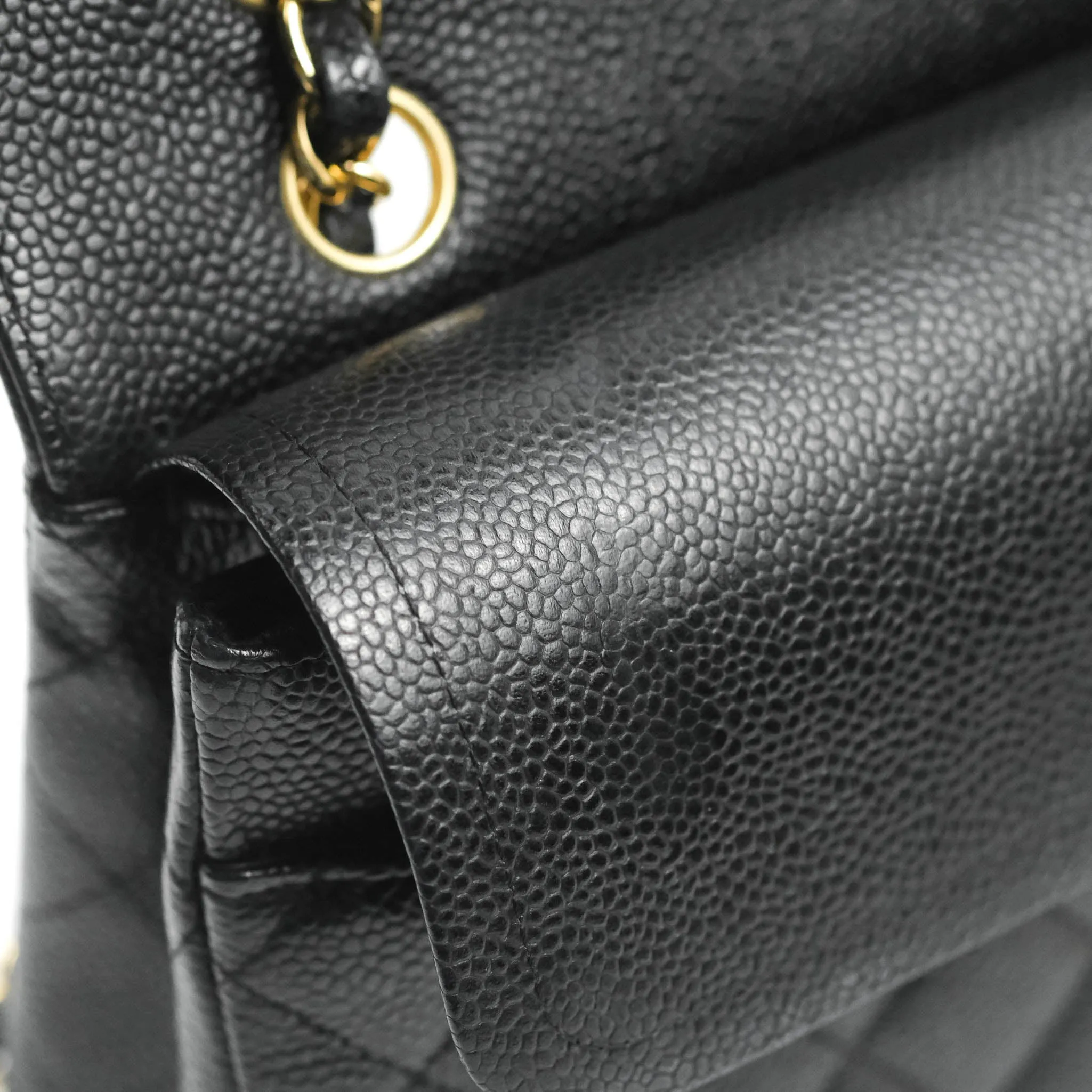 Chanel Classic Medium M/L Flap Black Caviar 24K Gold Hardware