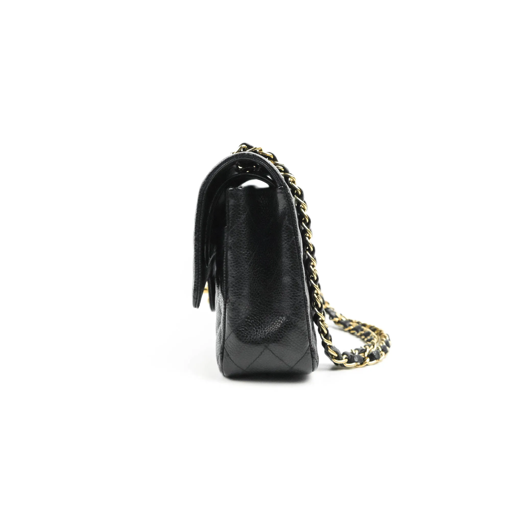 Chanel Classic Medium M/L Flap Black Caviar 24K Gold Hardware