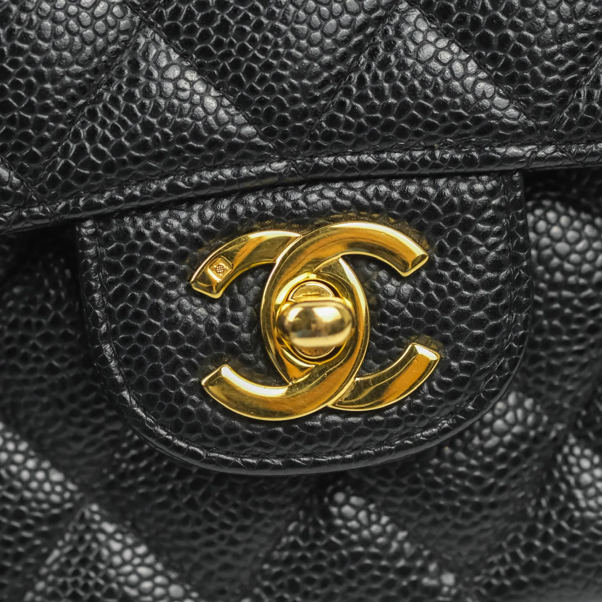 Chanel Classic Medium M/L Flap Black Caviar 24K Gold Hardware