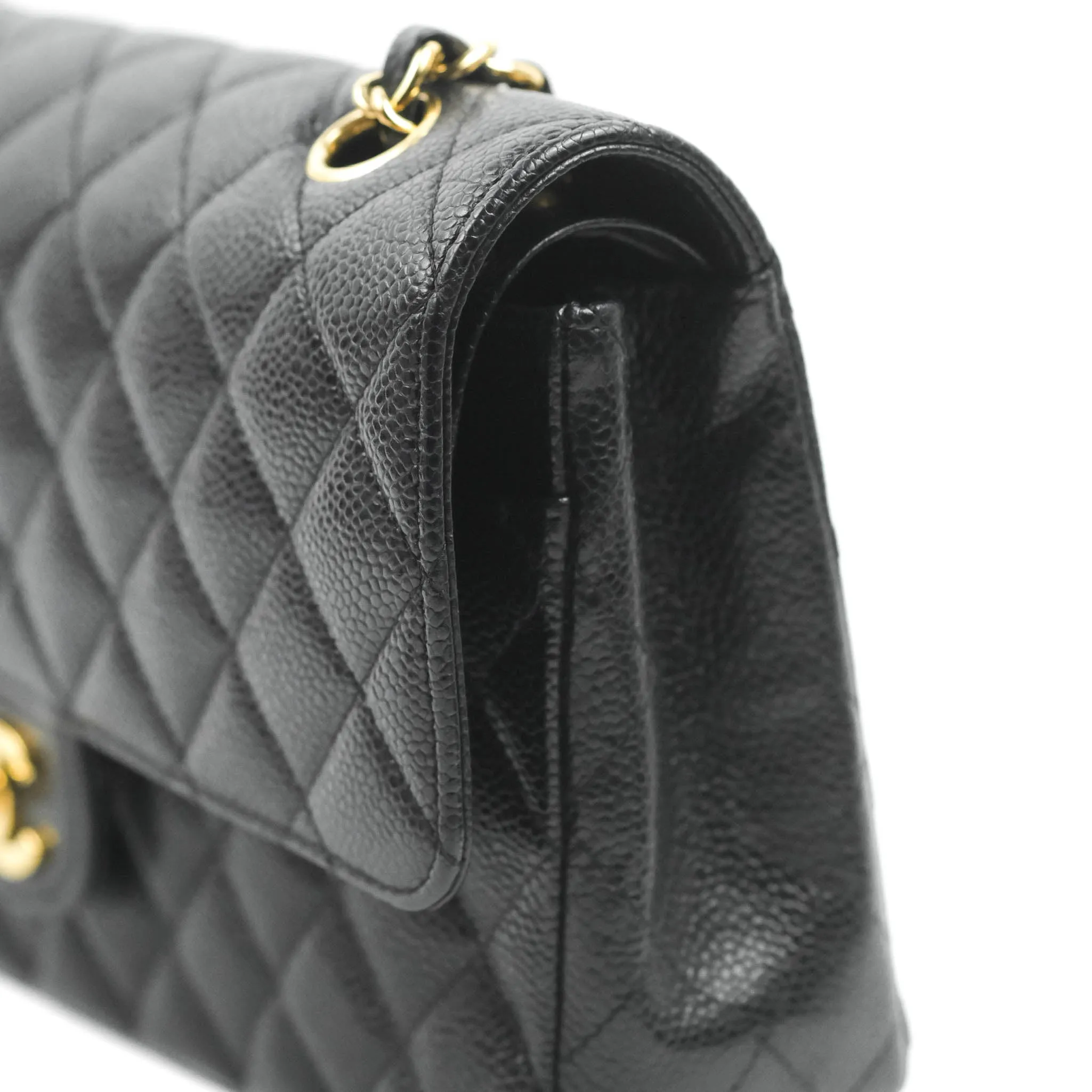 Chanel Classic Medium M/L Flap Black Caviar 24K Gold Hardware