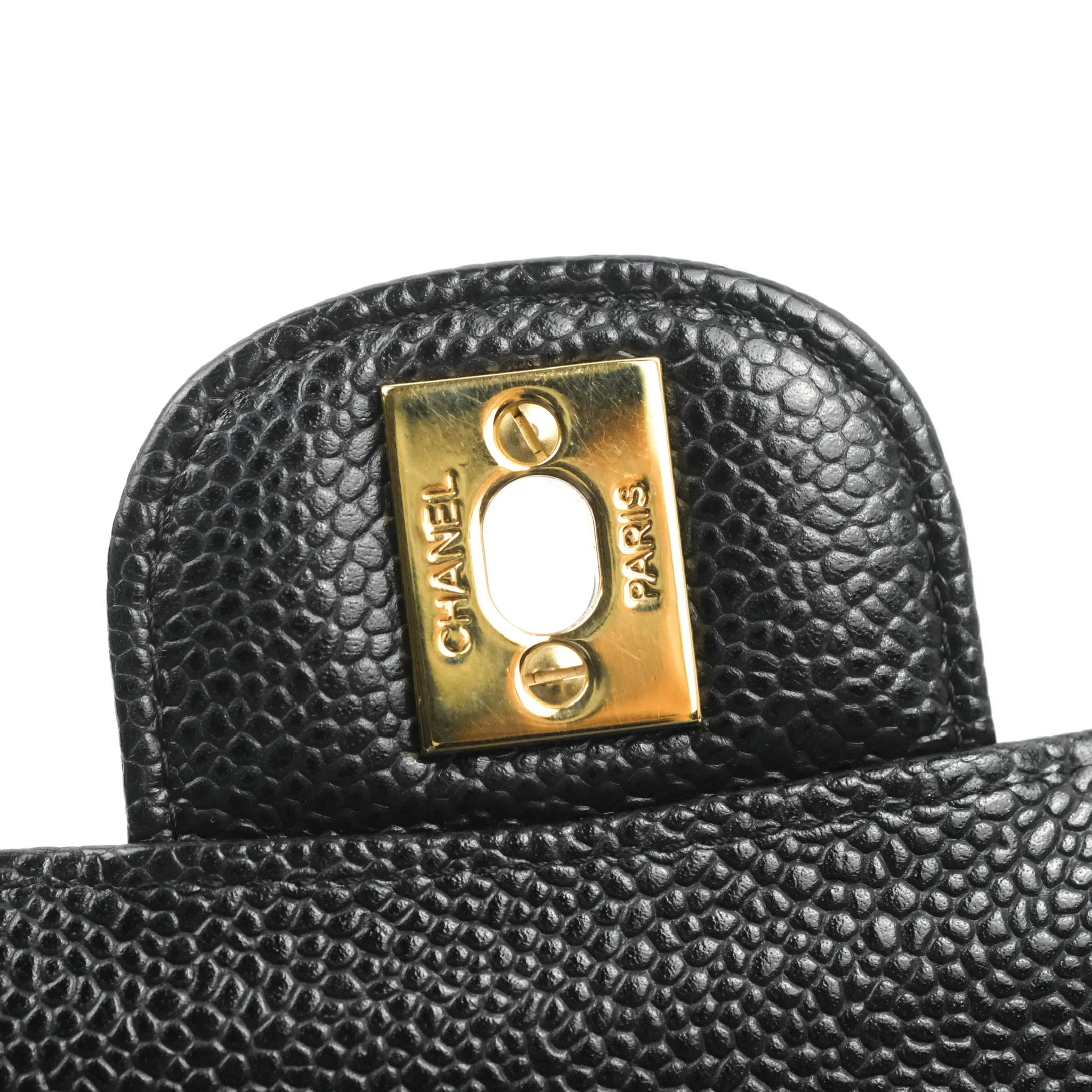 Chanel Classic Medium M/L Flap Black Caviar 24K Gold Hardware