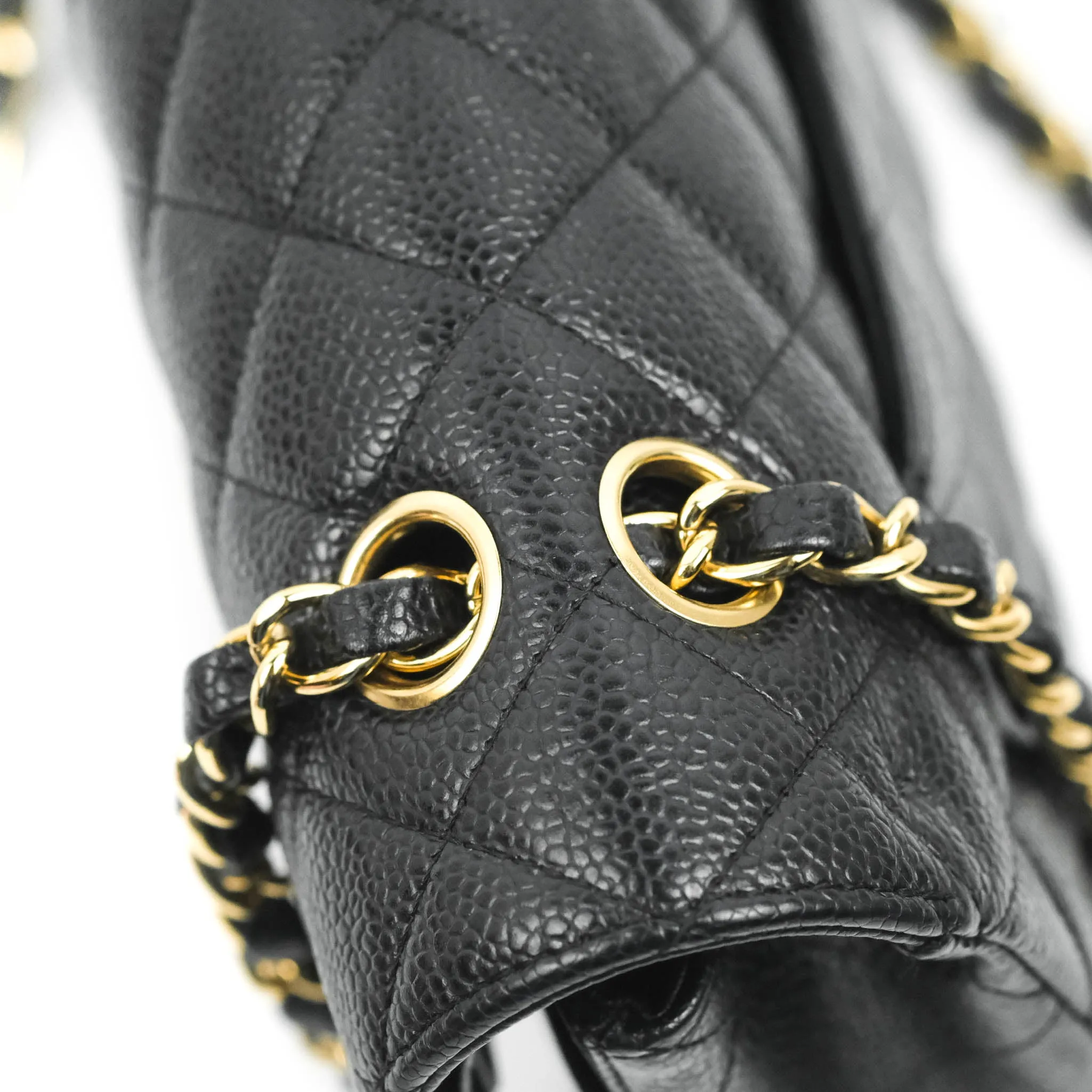 Chanel Classic Medium M/L Flap Black Caviar 24K Gold Hardware