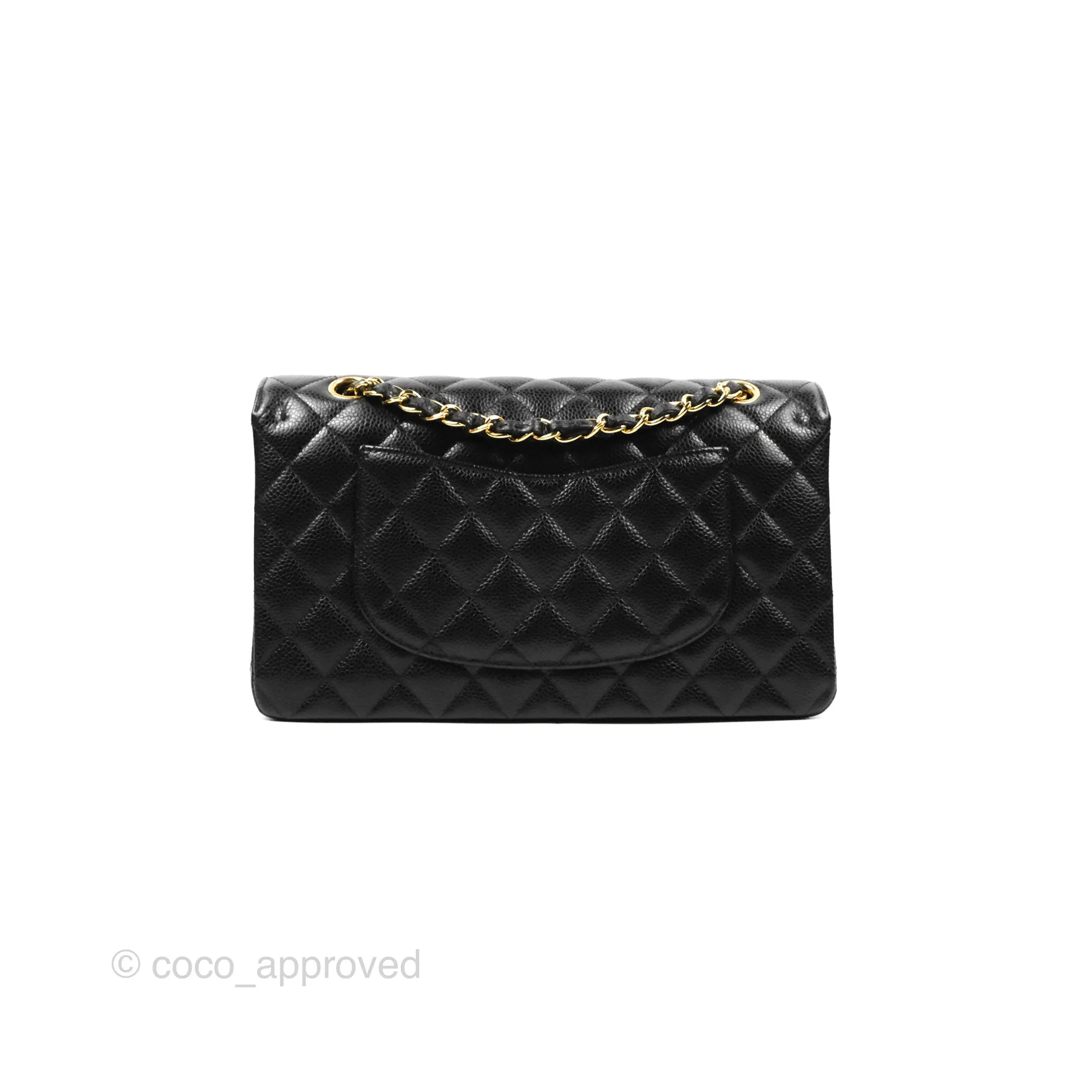 Chanel Classic M/L Medium Double Flap Black Caviar Gold Hardware