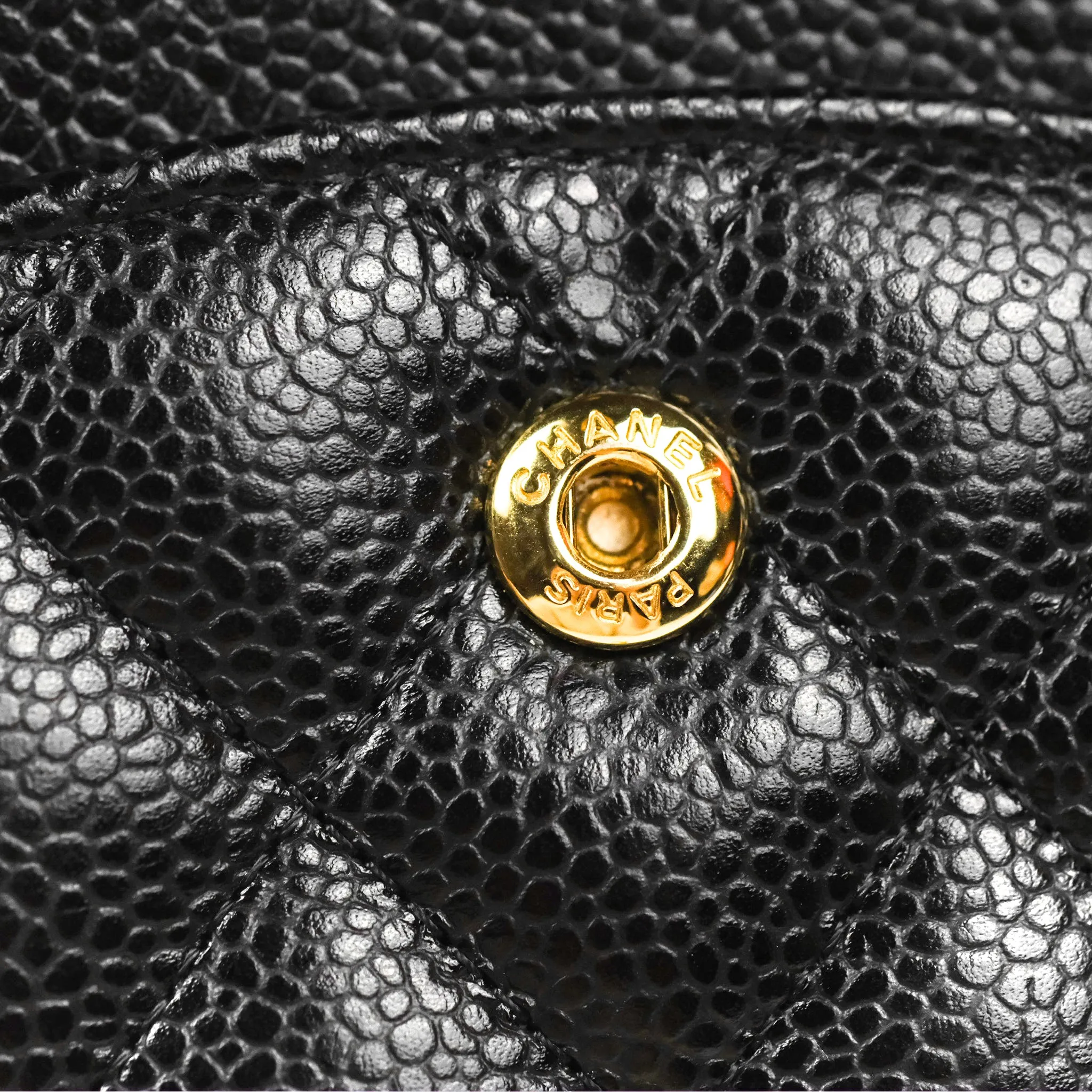Chanel Classic M/L Medium Double Flap Black Caviar Gold Hardware