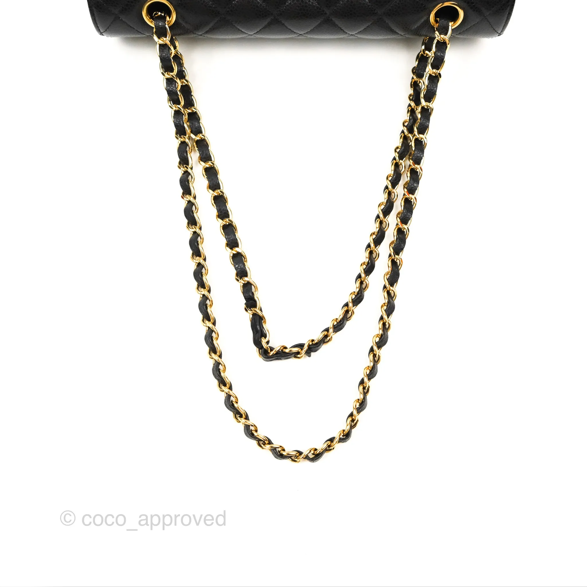 Chanel Classic M/L Medium Double Flap Black Caviar Gold Hardware