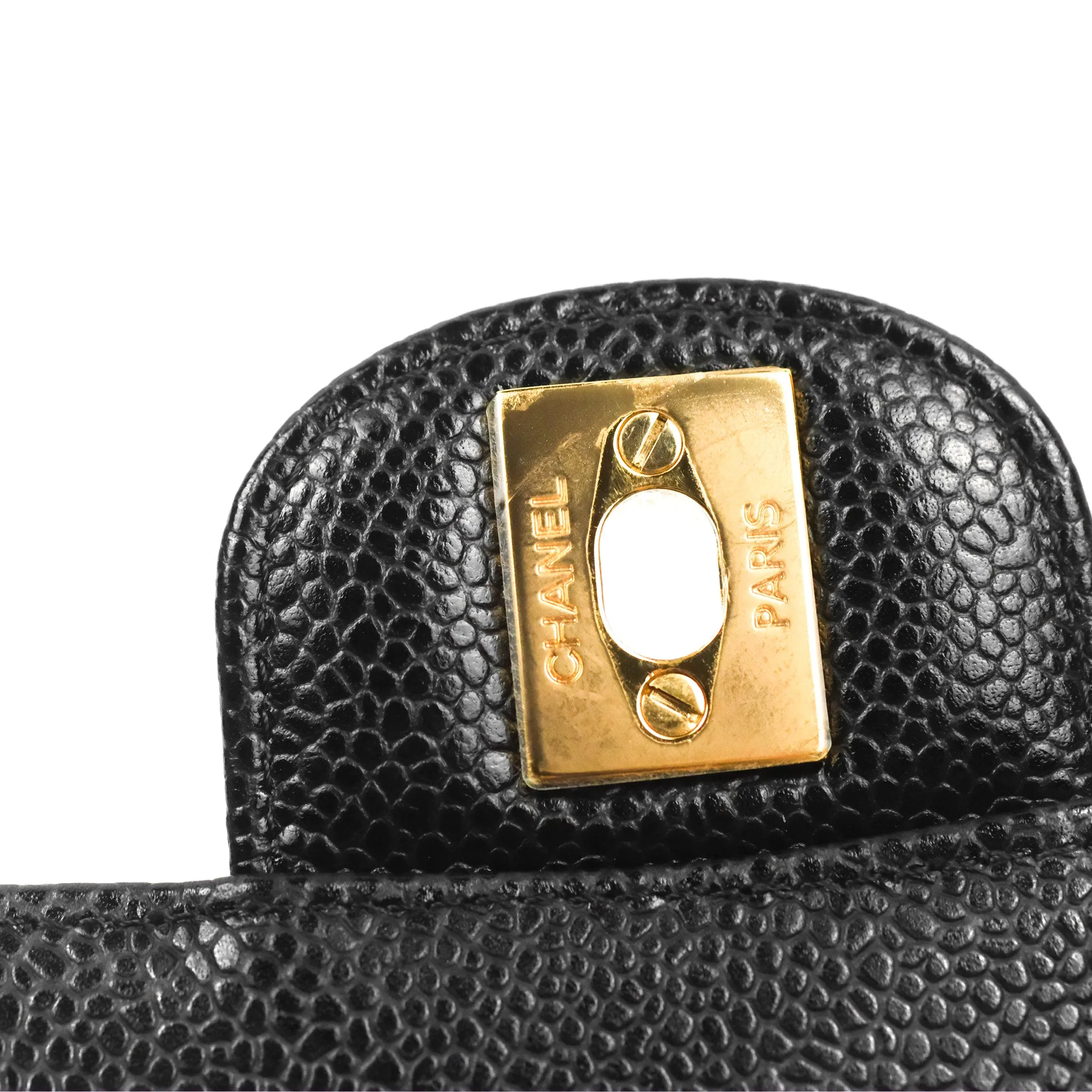 Chanel Classic M/L Medium Double Flap Black Caviar Gold Hardware