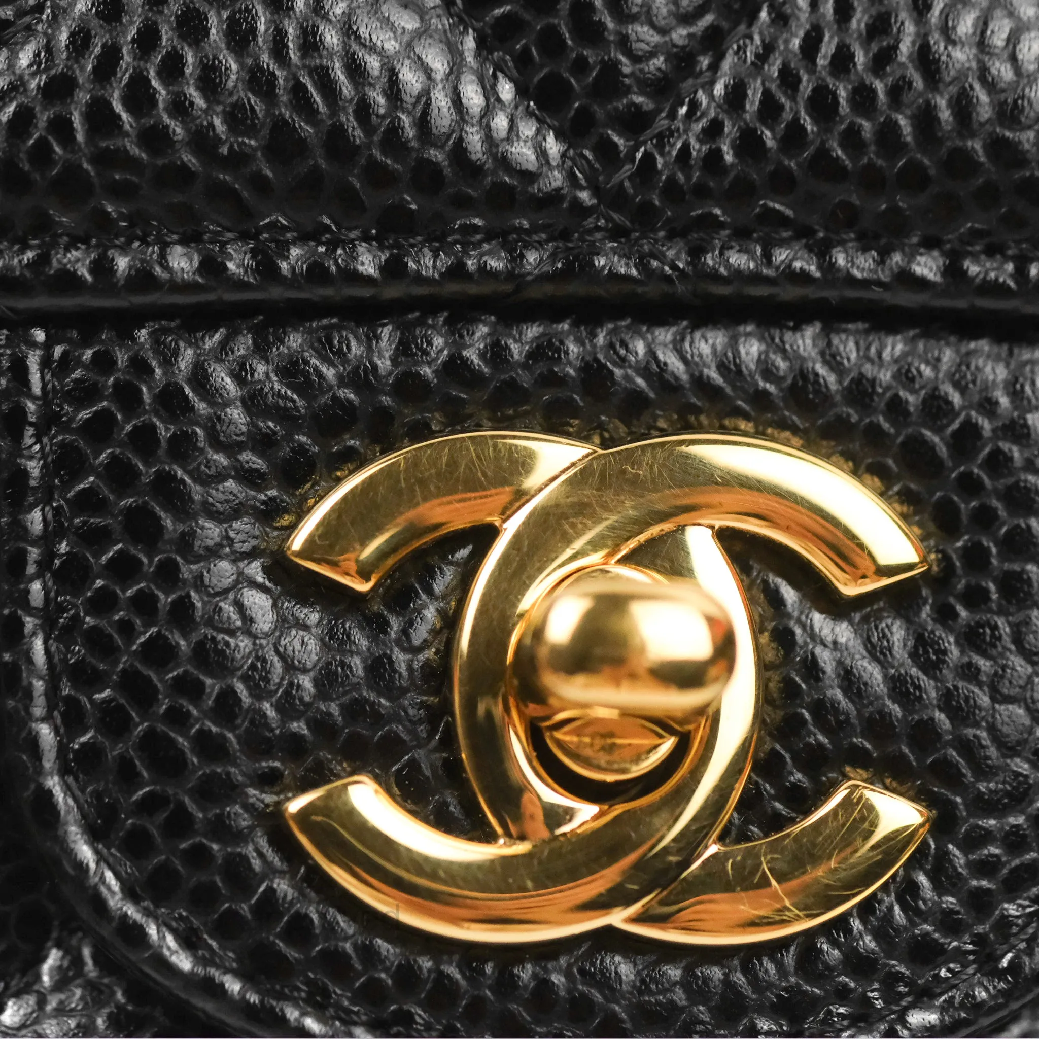 Chanel Classic M/L Medium Double Flap Black Caviar Gold Hardware