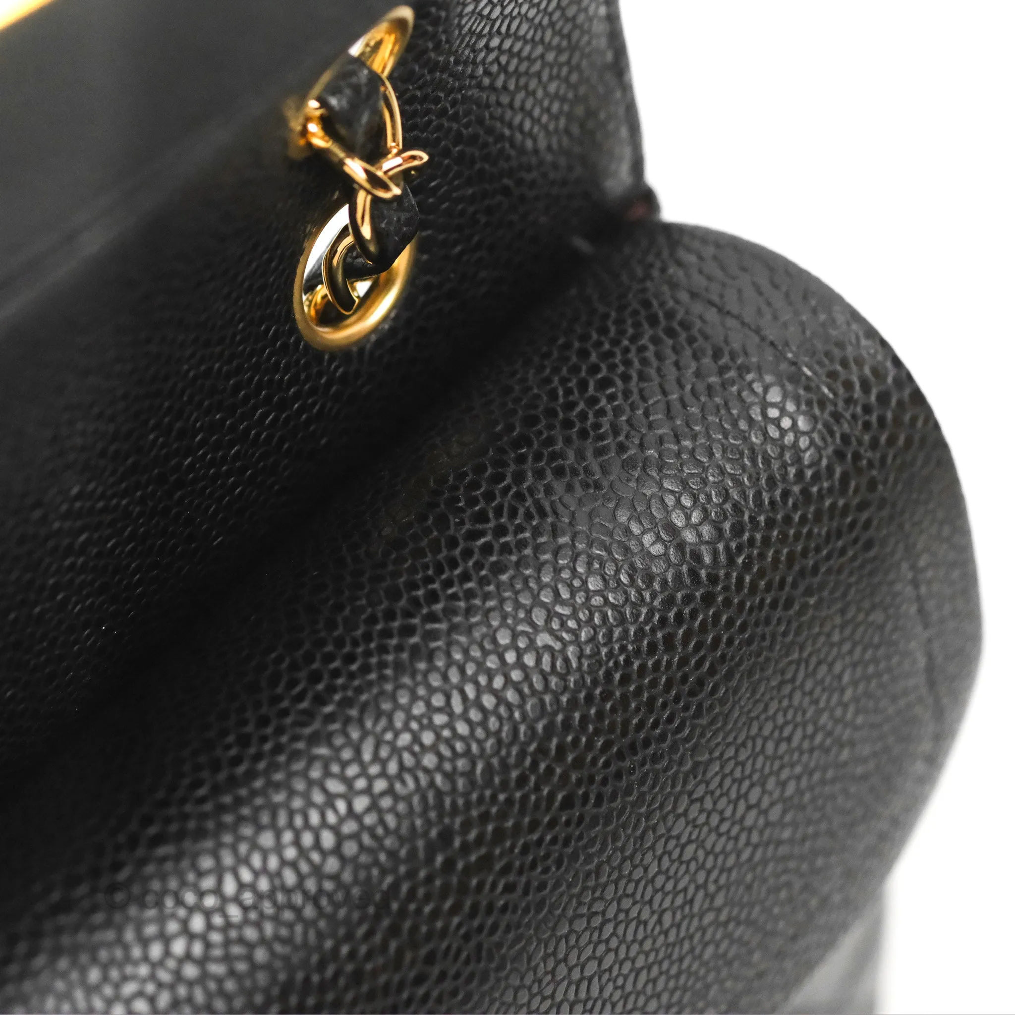 Chanel Classic M/L Medium Double Flap Black Caviar Gold Hardware