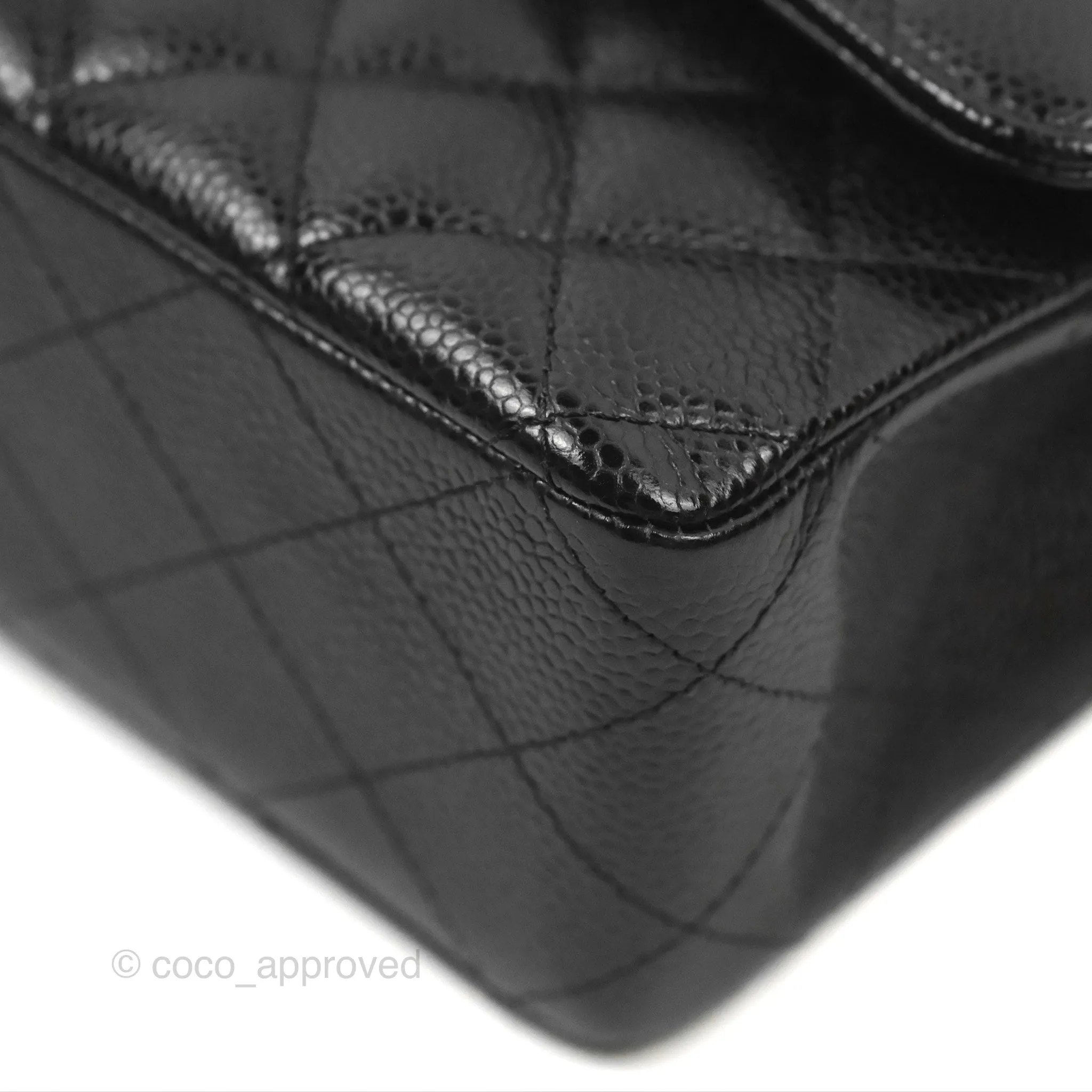 Chanel Classic M/L Medium Double Flap Black Caviar Gold Hardware