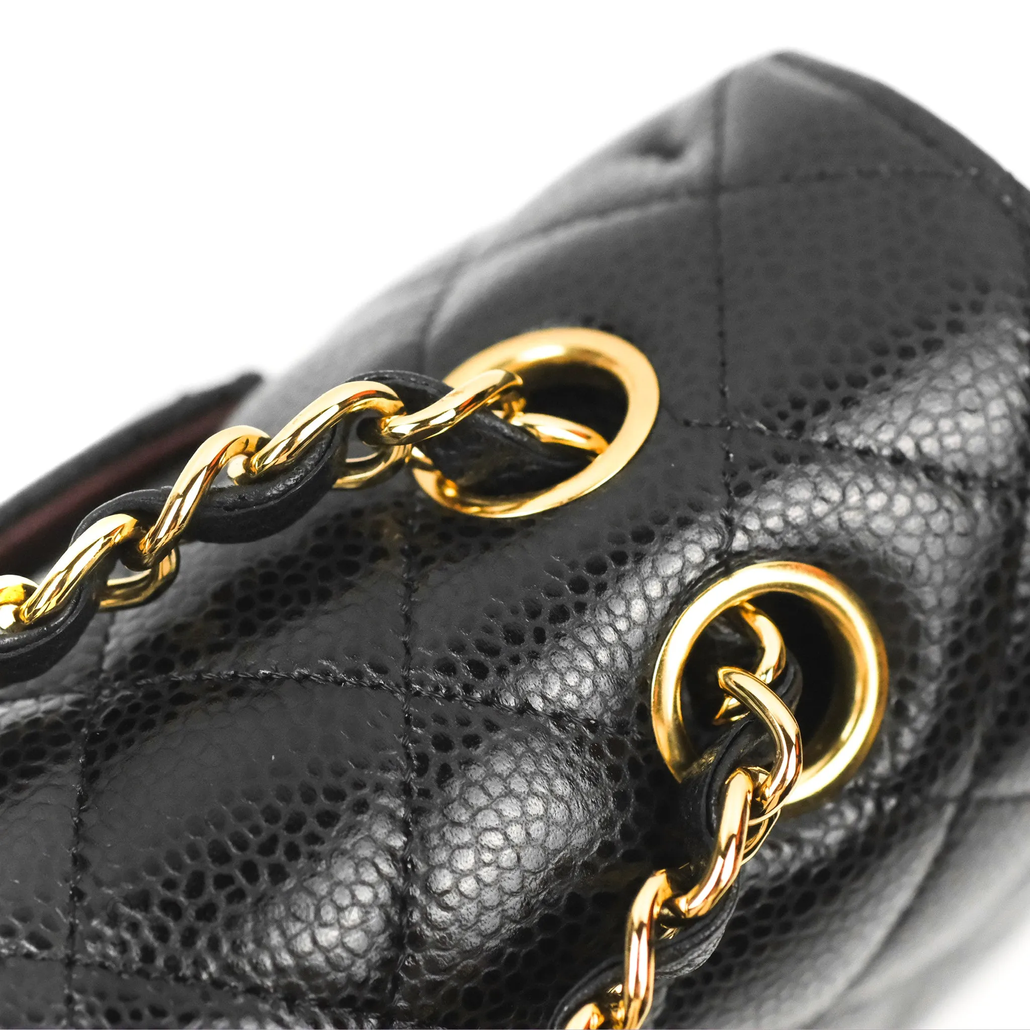 Chanel Classic M/L Medium Double Flap Black Caviar Gold Hardware