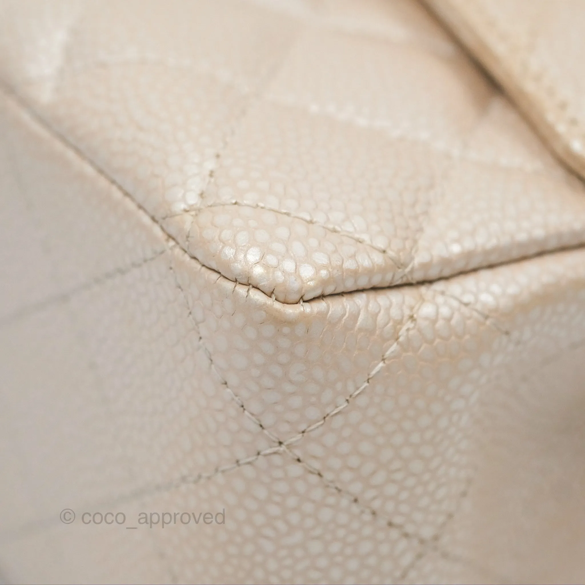 Chanel Classic M/L Medium Double Flap Iridescent Pearly Caviar Aged Gold Hardware⁣⁣