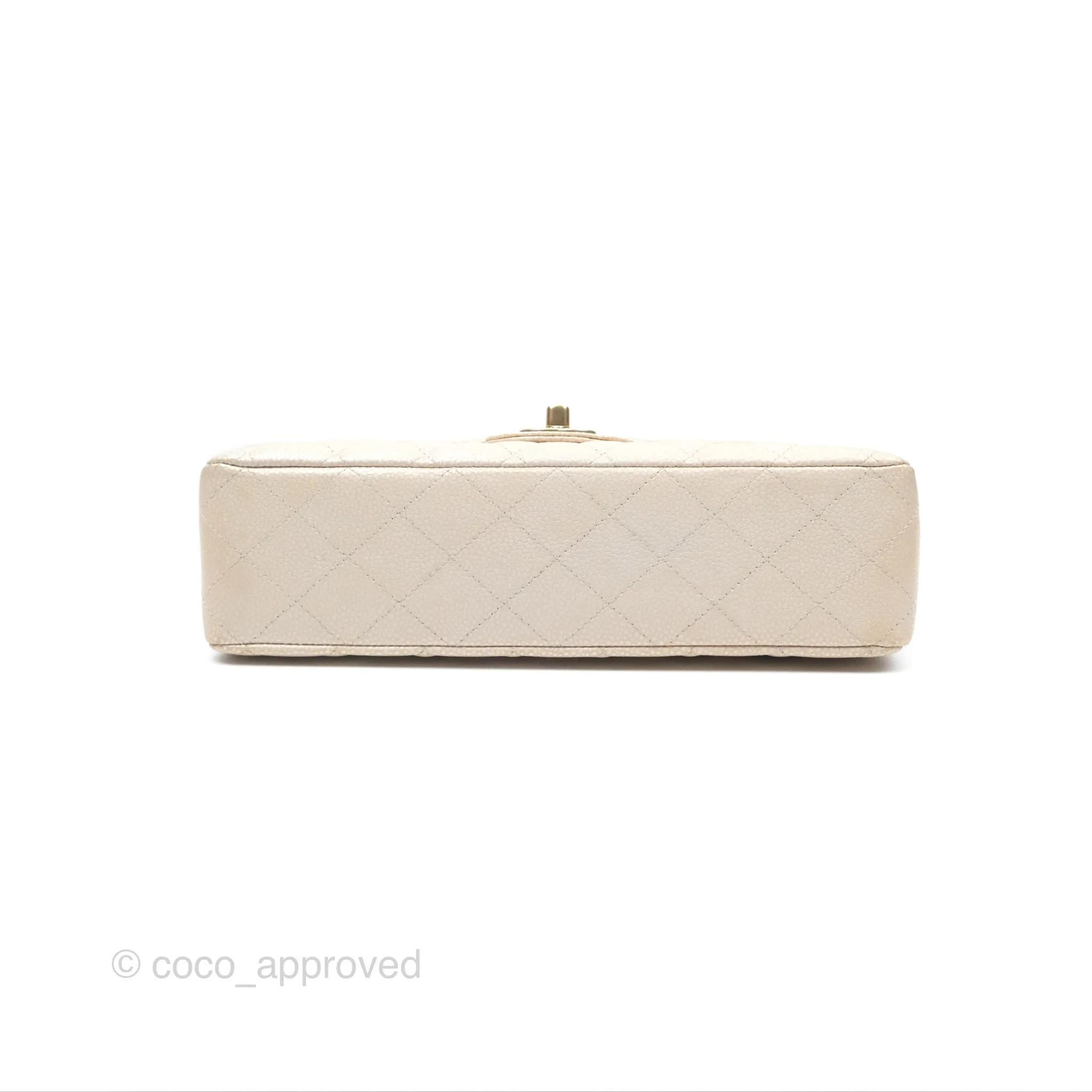 Chanel Classic M/L Medium Double Flap Iridescent Pearly Caviar Aged Gold Hardware⁣⁣