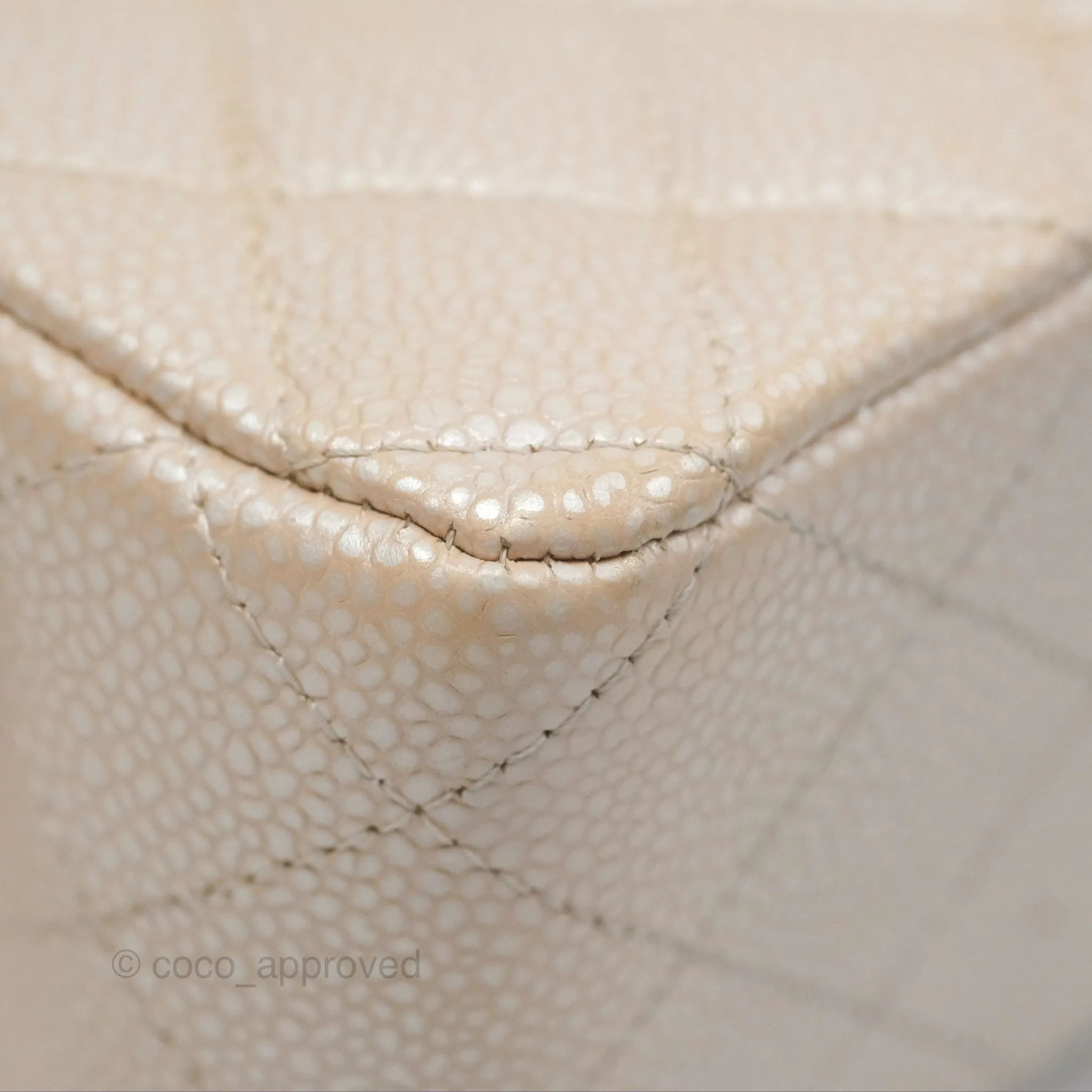 Chanel Classic M/L Medium Double Flap Iridescent Pearly Caviar Aged Gold Hardware⁣⁣