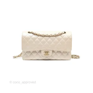 Chanel Classic M/L Medium Double Flap Iridescent Pearly Caviar Aged Gold Hardware⁣⁣