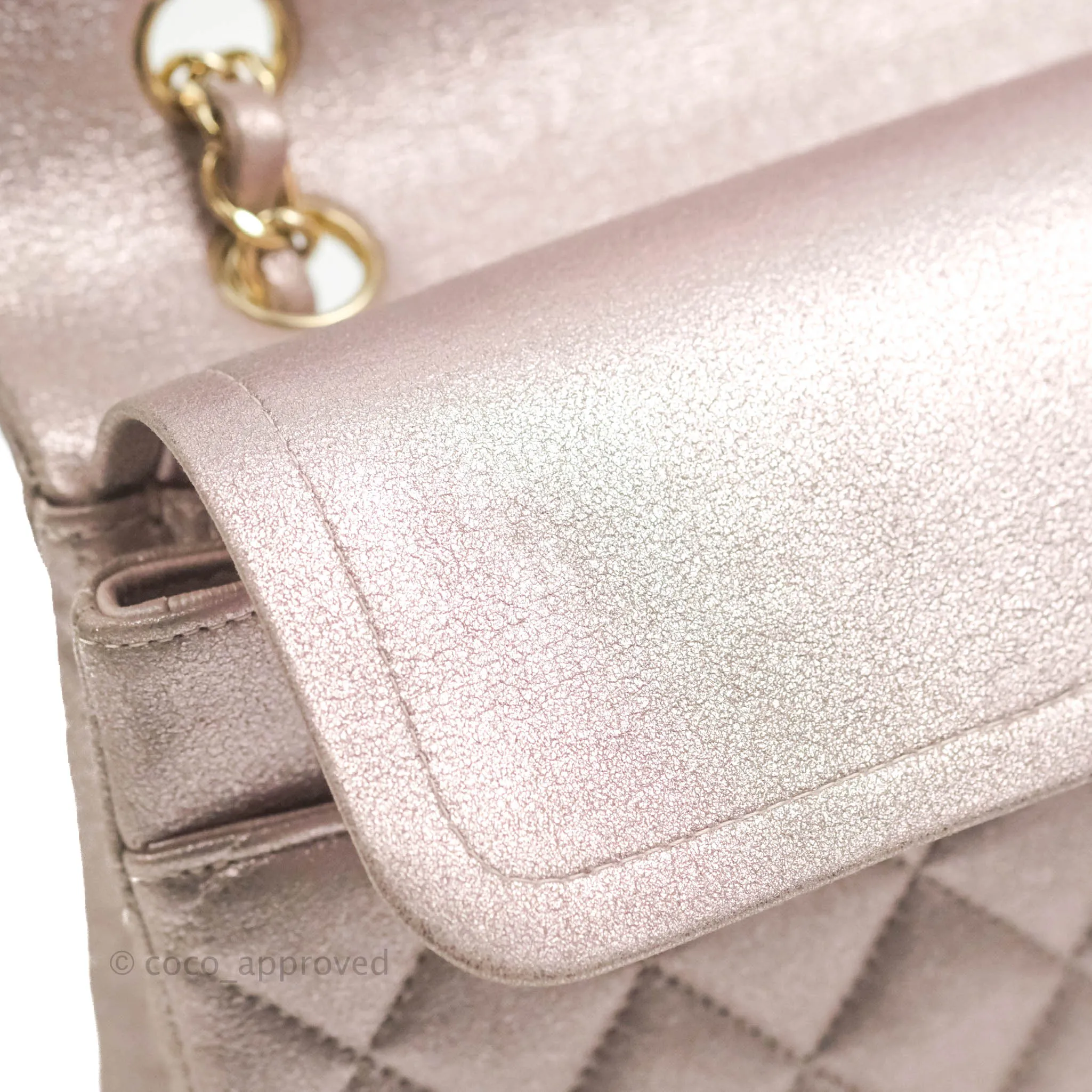 Chanel Classic M/L Medium Double Flap Rose Gold Pink Lambskin Gold Hardware