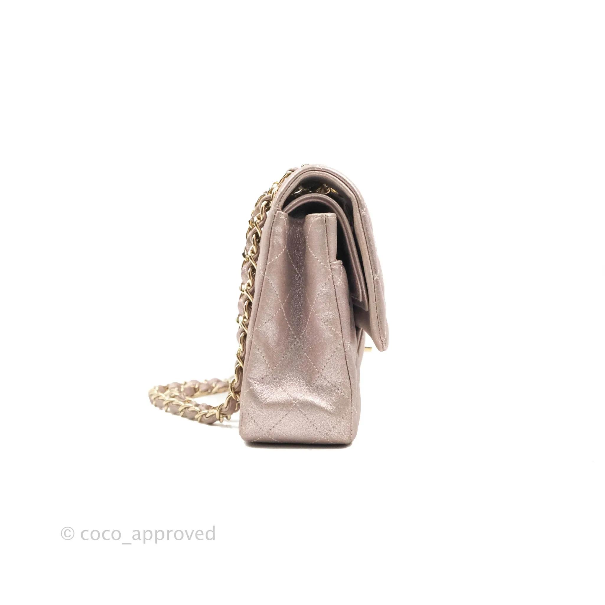 Chanel Classic M/L Medium Double Flap Rose Gold Pink Lambskin Gold Hardware