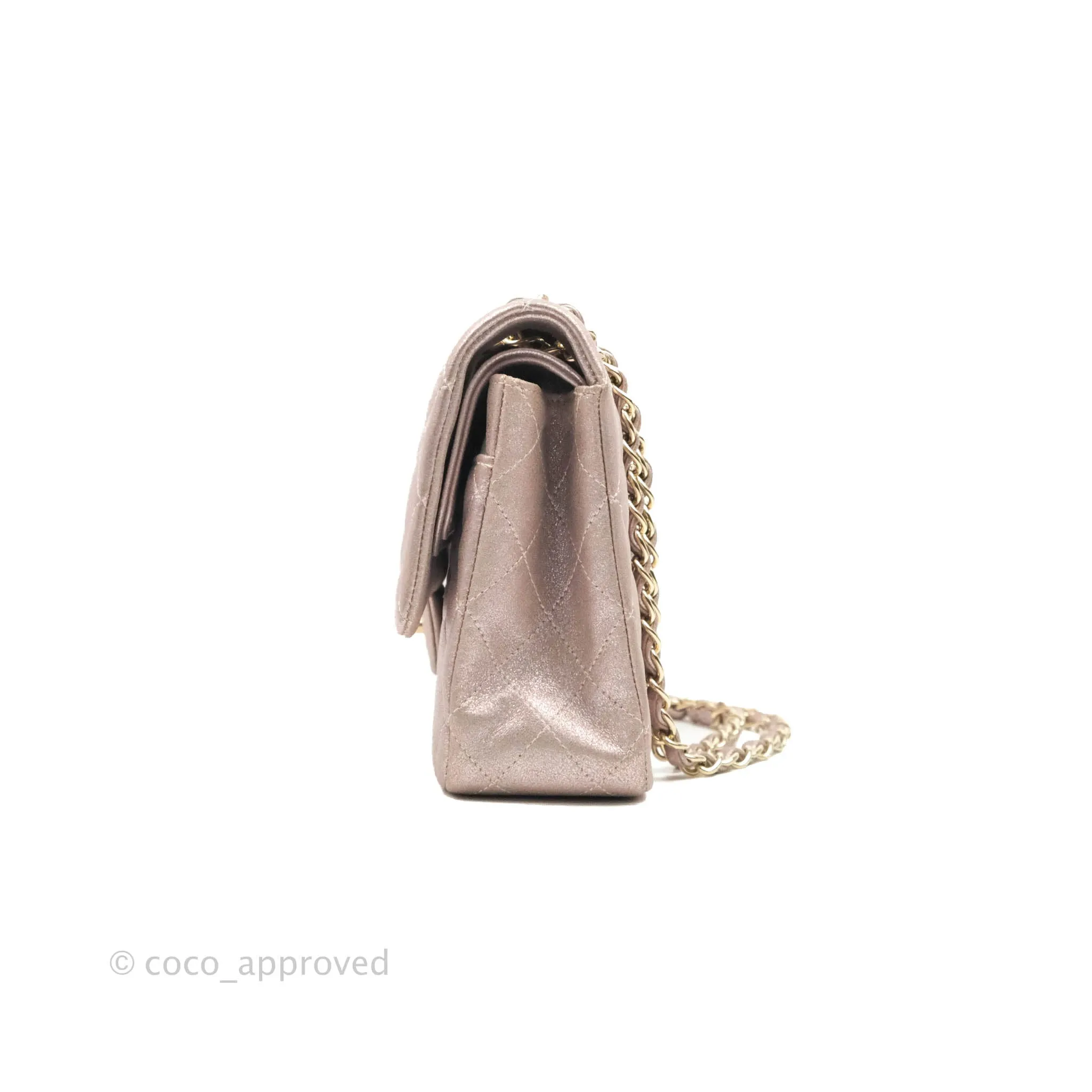 Chanel Classic M/L Medium Double Flap Rose Gold Pink Lambskin Gold Hardware