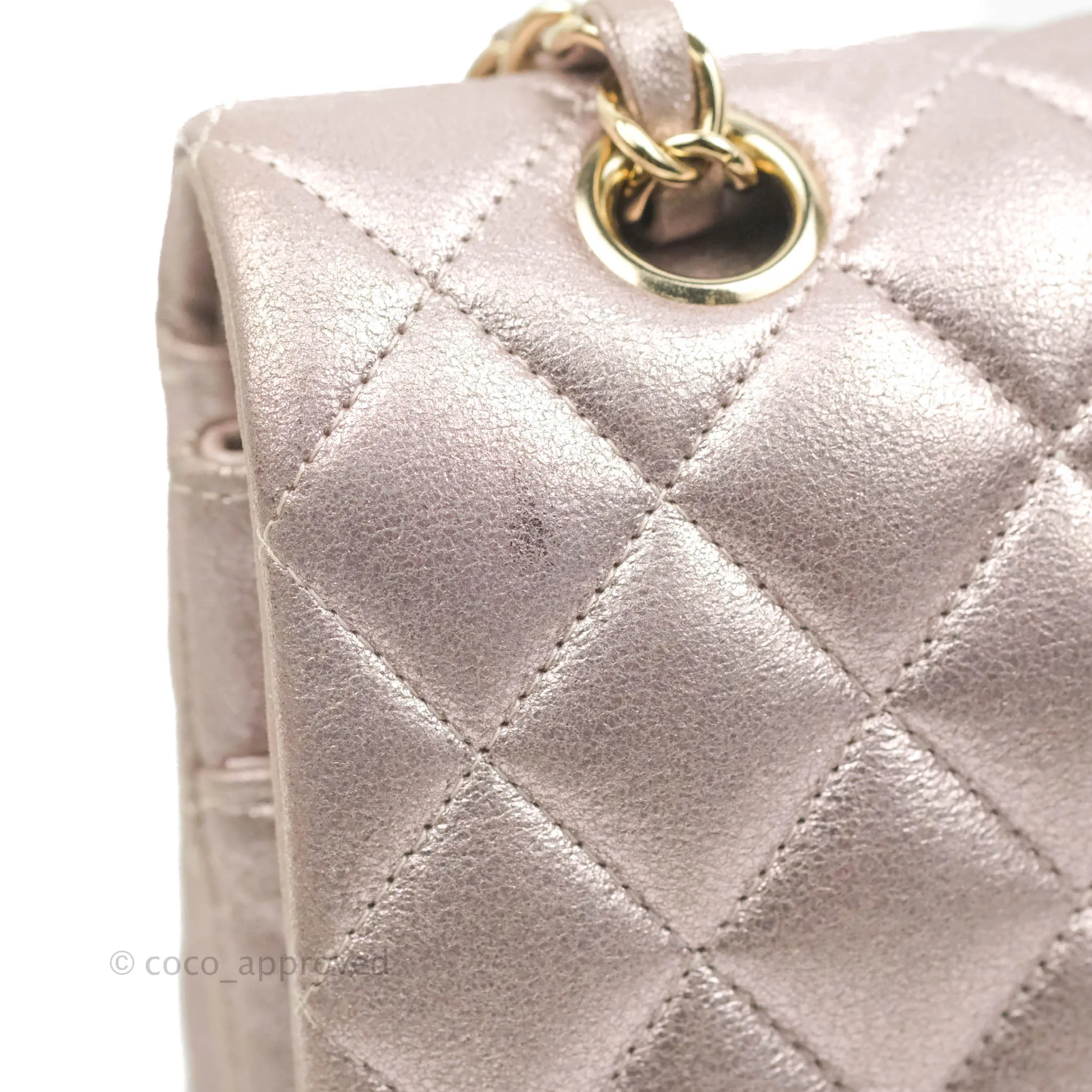 Chanel Classic M/L Medium Double Flap Rose Gold Pink Lambskin Gold Hardware