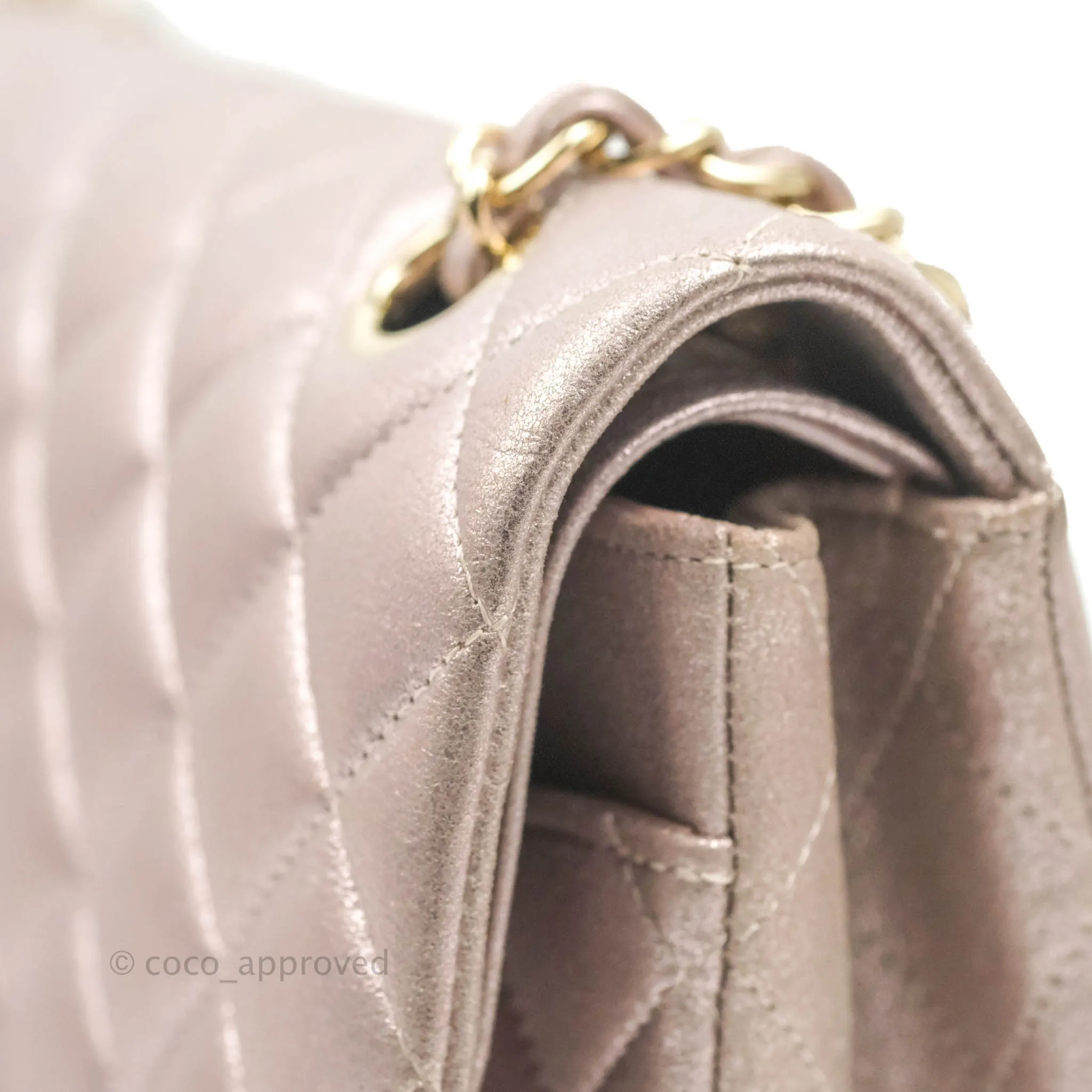 Chanel Classic M/L Medium Double Flap Rose Gold Pink Lambskin Gold Hardware