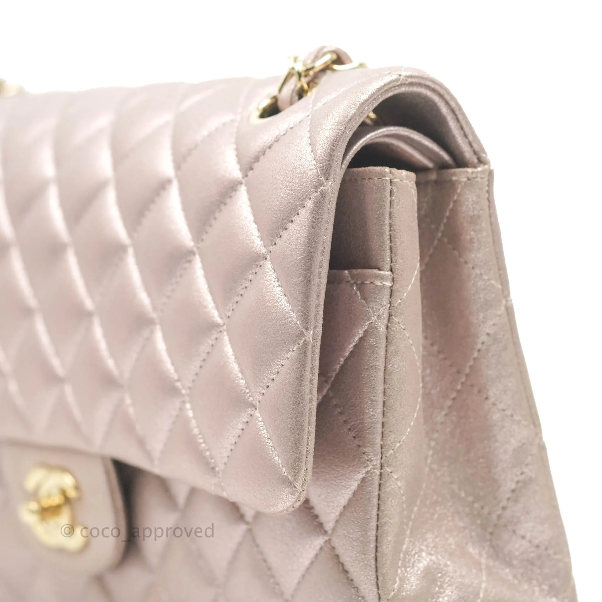 Chanel Classic M/L Medium Double Flap Rose Gold Pink Lambskin Gold Hardware