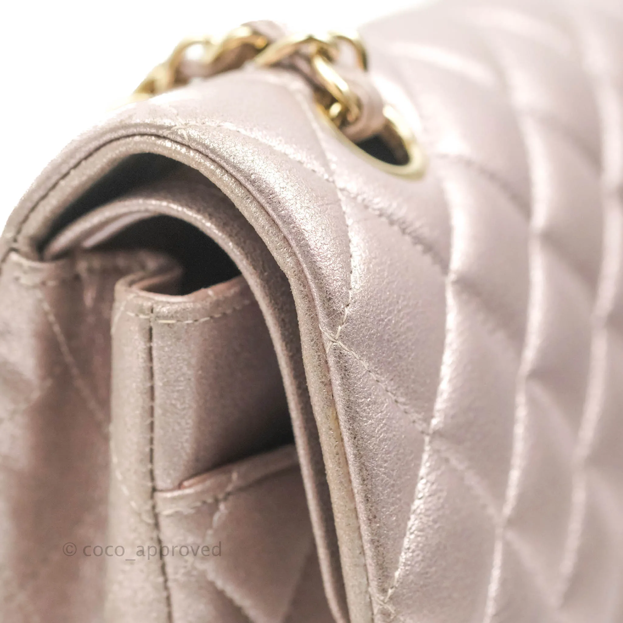 Chanel Classic M/L Medium Double Flap Rose Gold Pink Lambskin Gold Hardware
