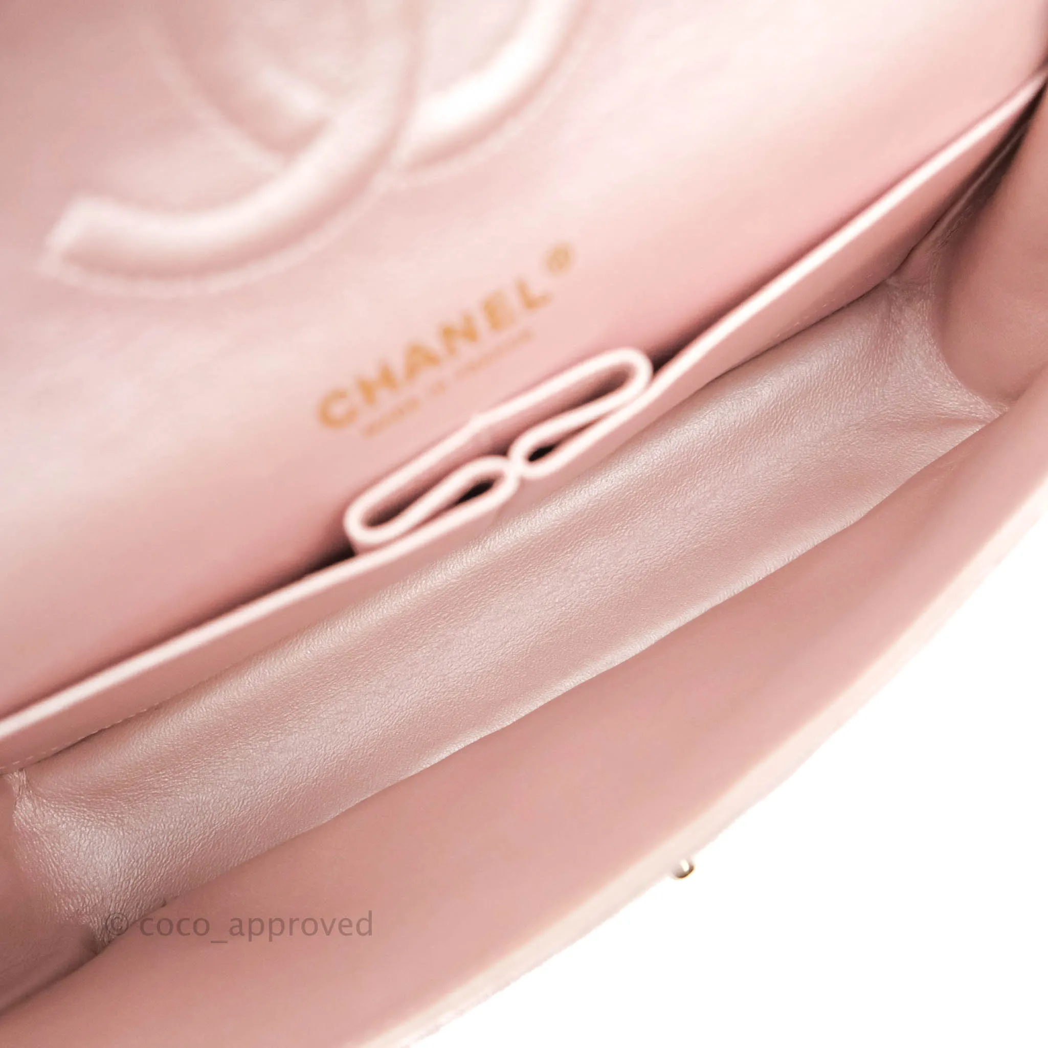 Chanel Classic M/L Medium Double Flap Rose Gold Pink Lambskin Gold Hardware