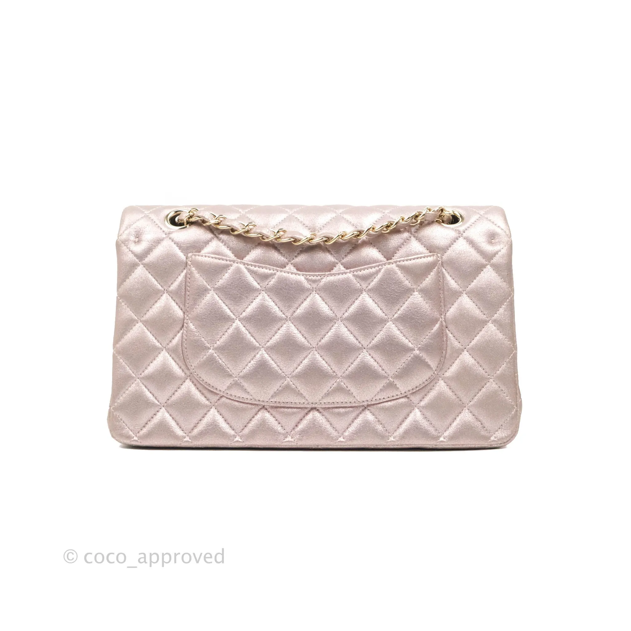 Chanel Classic M/L Medium Double Flap Rose Gold Pink Lambskin Gold Hardware