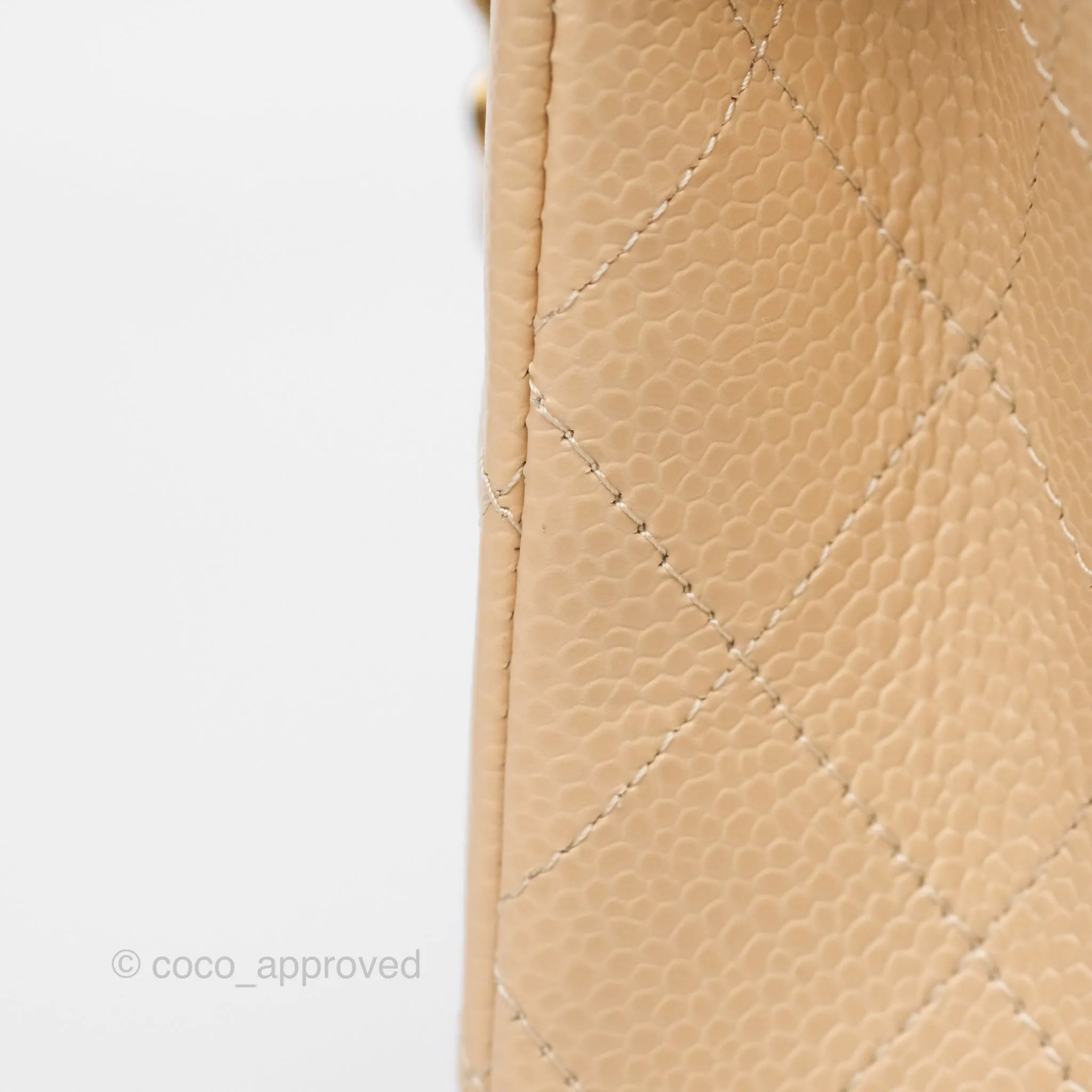 Chanel Classic M/L Medium Flap Quilted Beige Caviar Gold Hardware