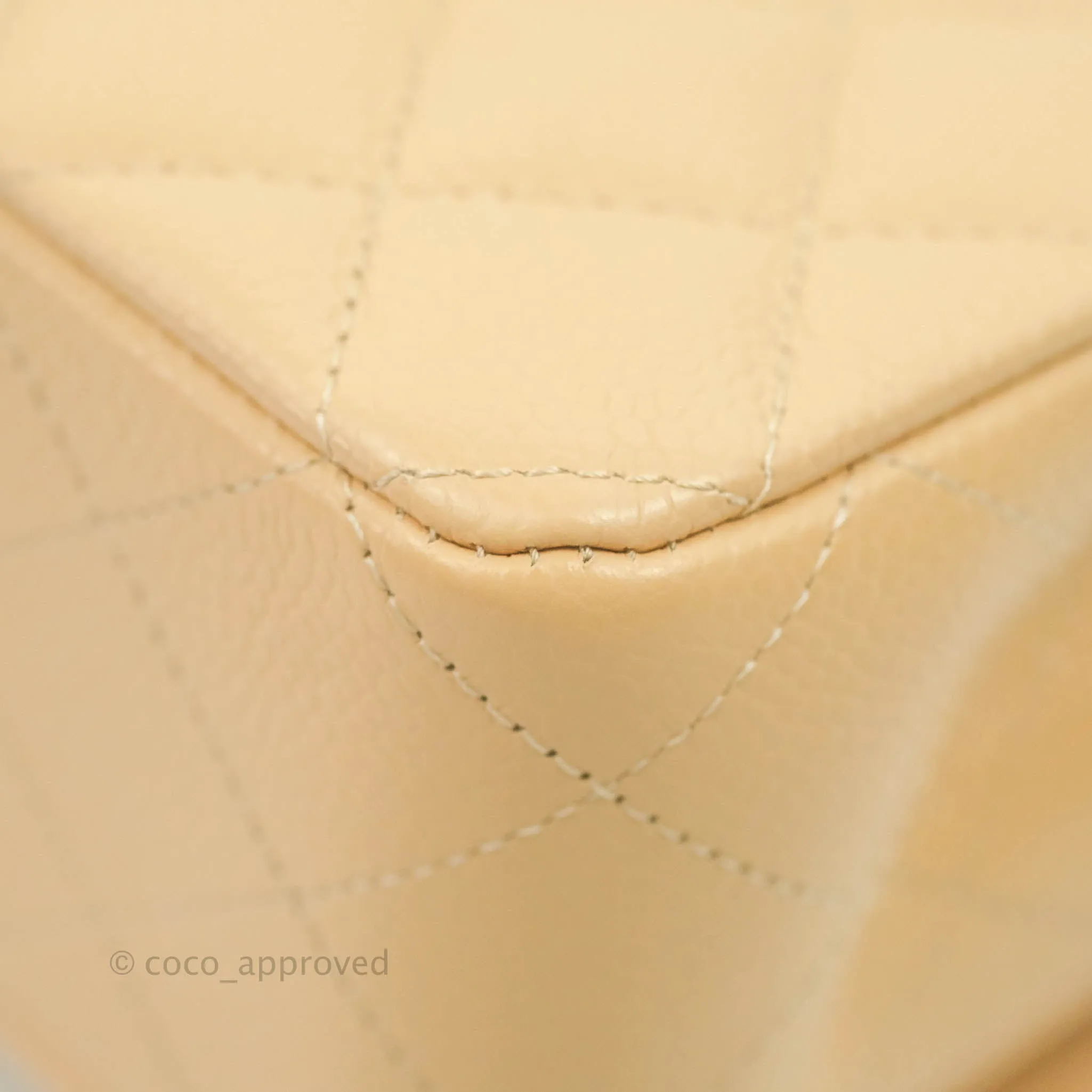 Chanel Classic M/L Medium Flap Quilted Beige Caviar Gold Hardware
