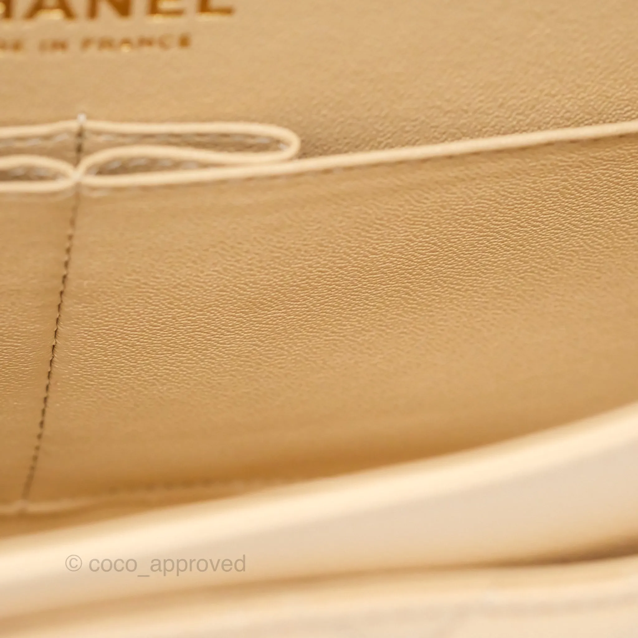 Chanel Classic M/L Medium Flap Quilted Beige Caviar Gold Hardware