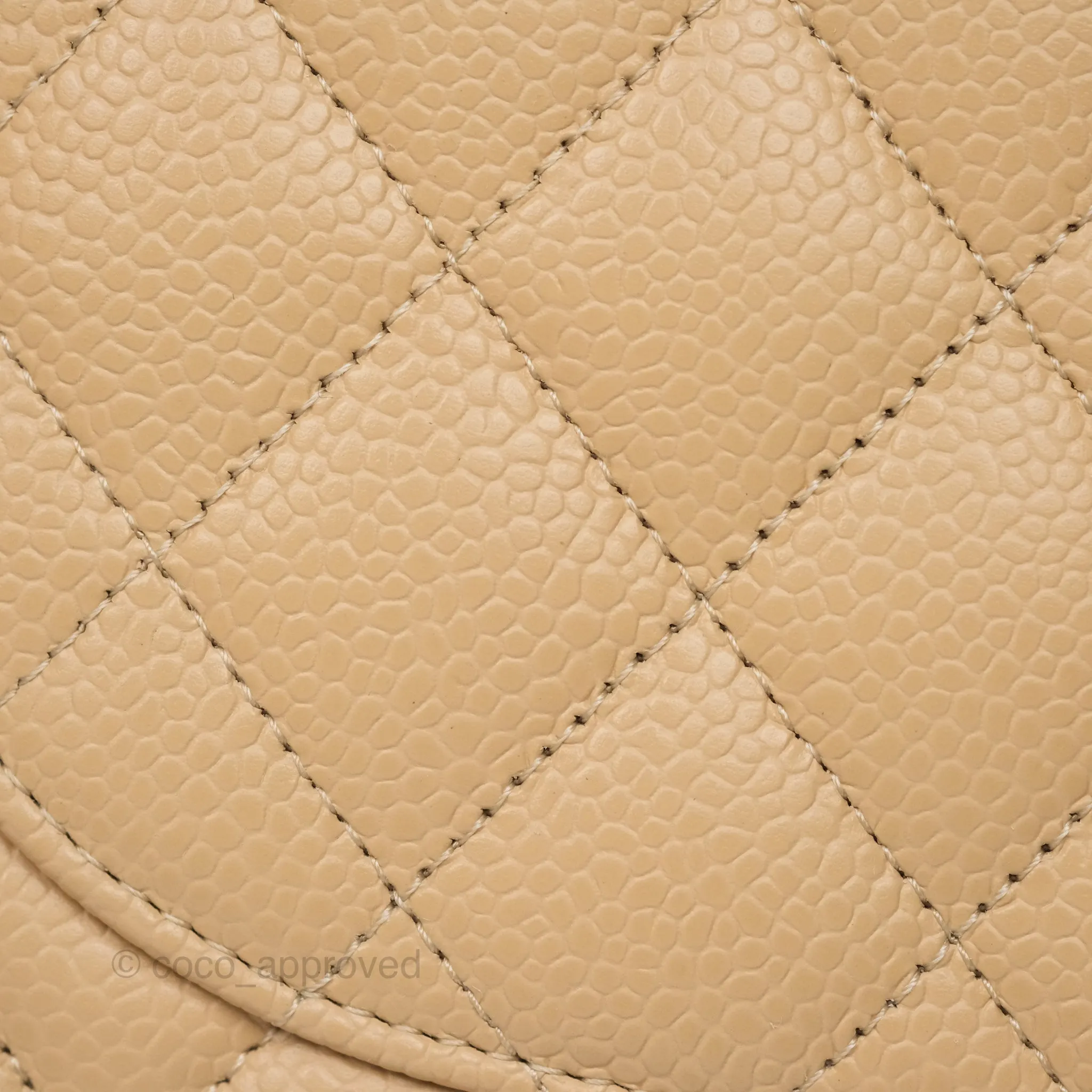 Chanel Classic M/L Medium Flap Quilted Beige Caviar Gold Hardware