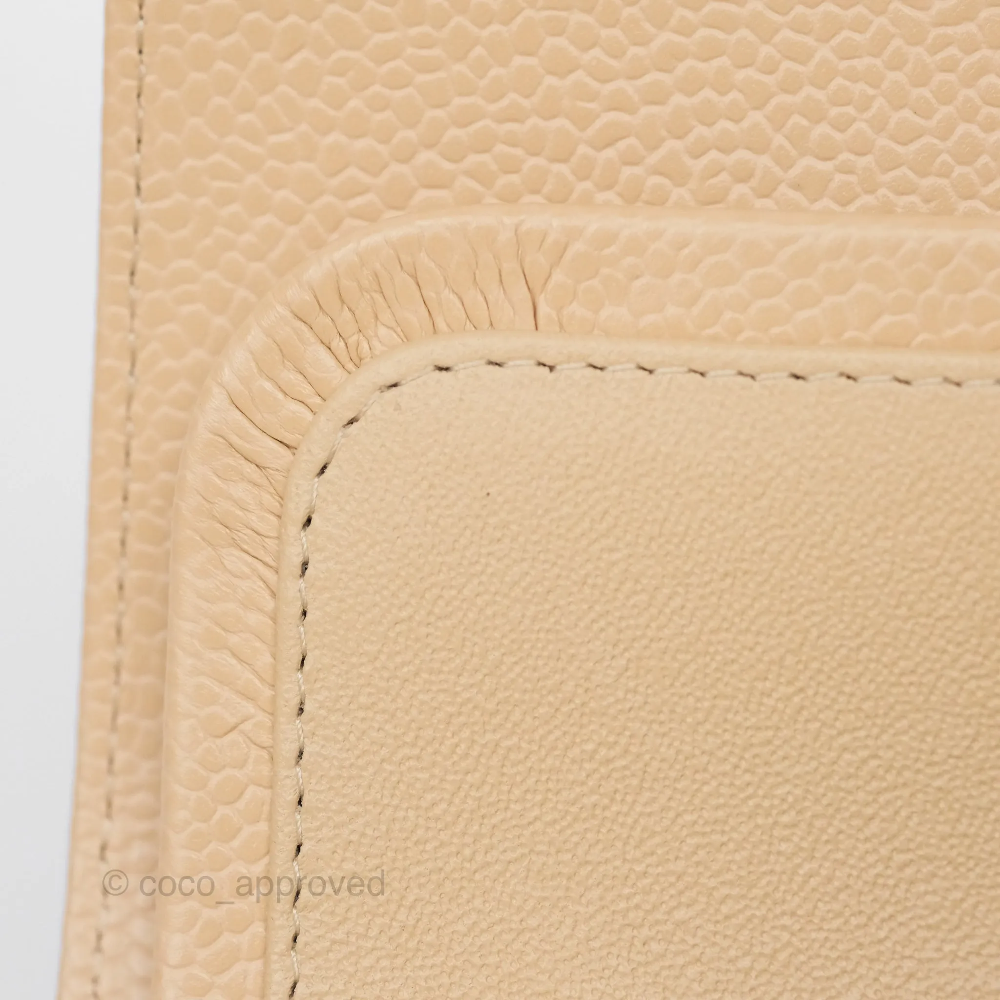 Chanel Classic M/L Medium Flap Quilted Beige Caviar Gold Hardware