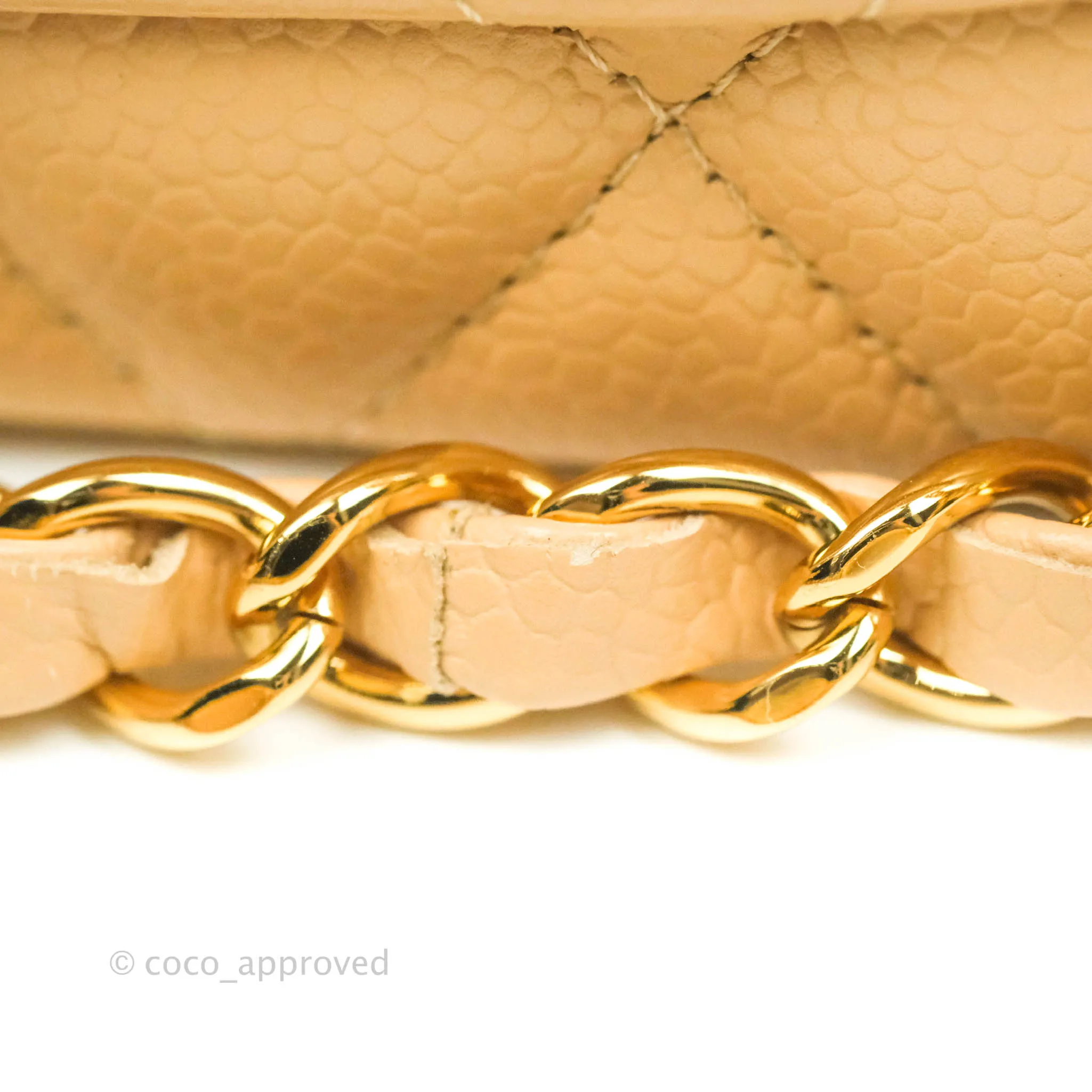 Chanel Classic M/L Medium Flap Quilted Beige Caviar Gold Hardware
