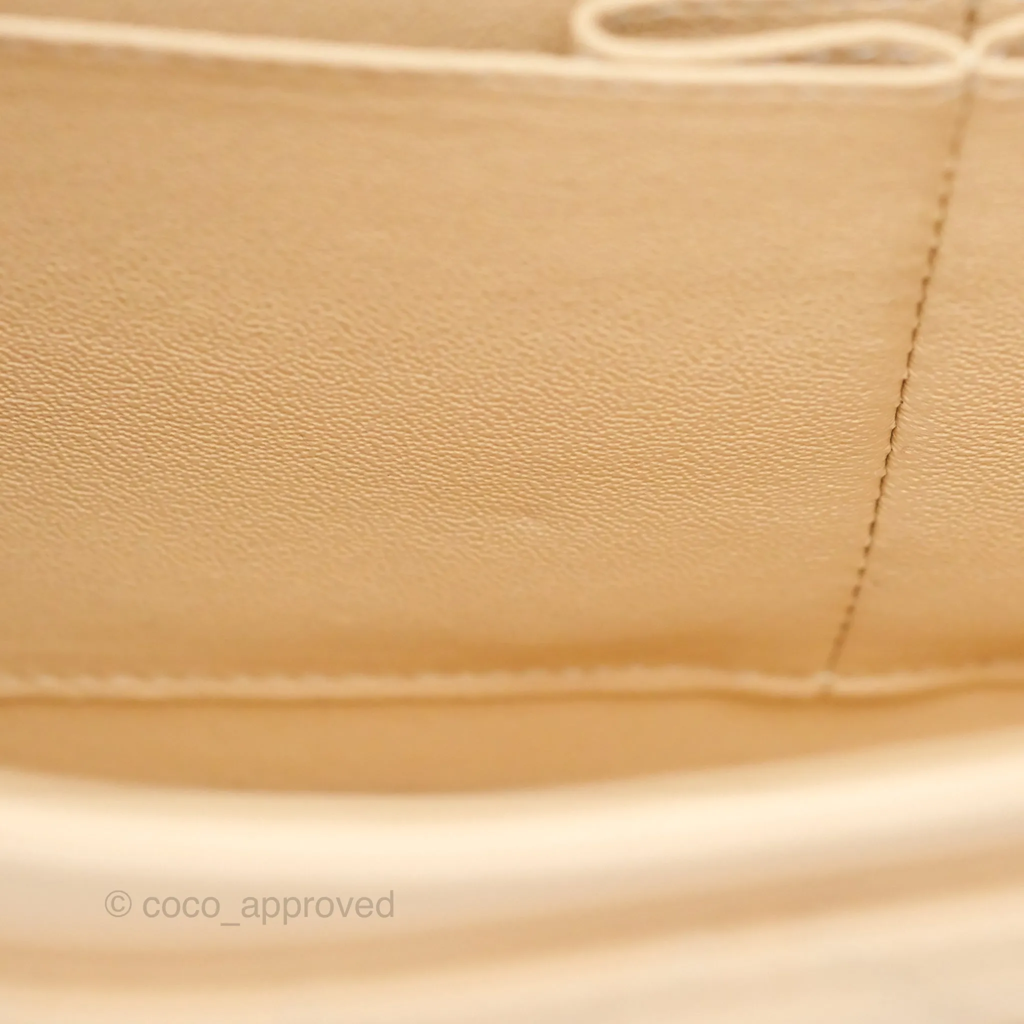 Chanel Classic M/L Medium Flap Quilted Beige Caviar Gold Hardware