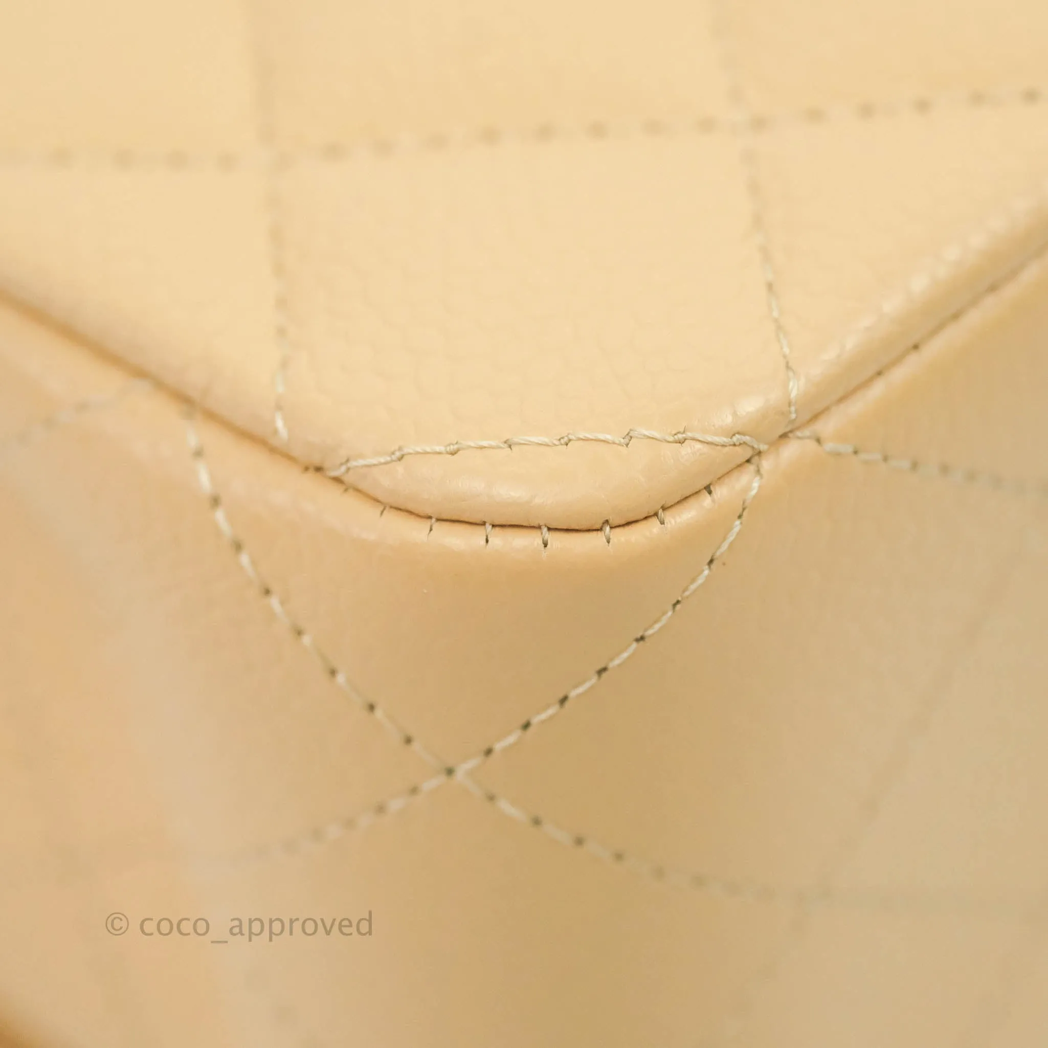 Chanel Classic M/L Medium Flap Quilted Beige Caviar Gold Hardware