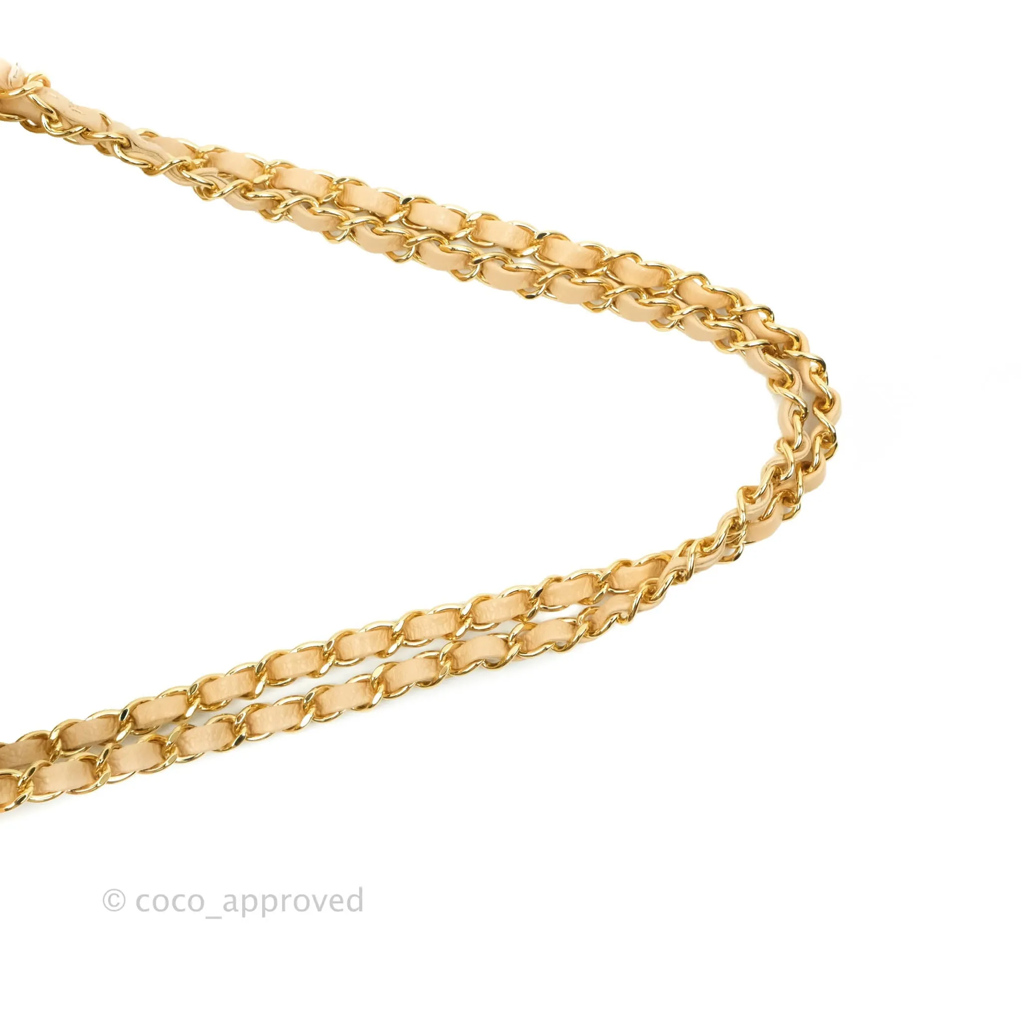 Chanel Classic M/L Medium Flap Quilted Beige Caviar Gold Hardware