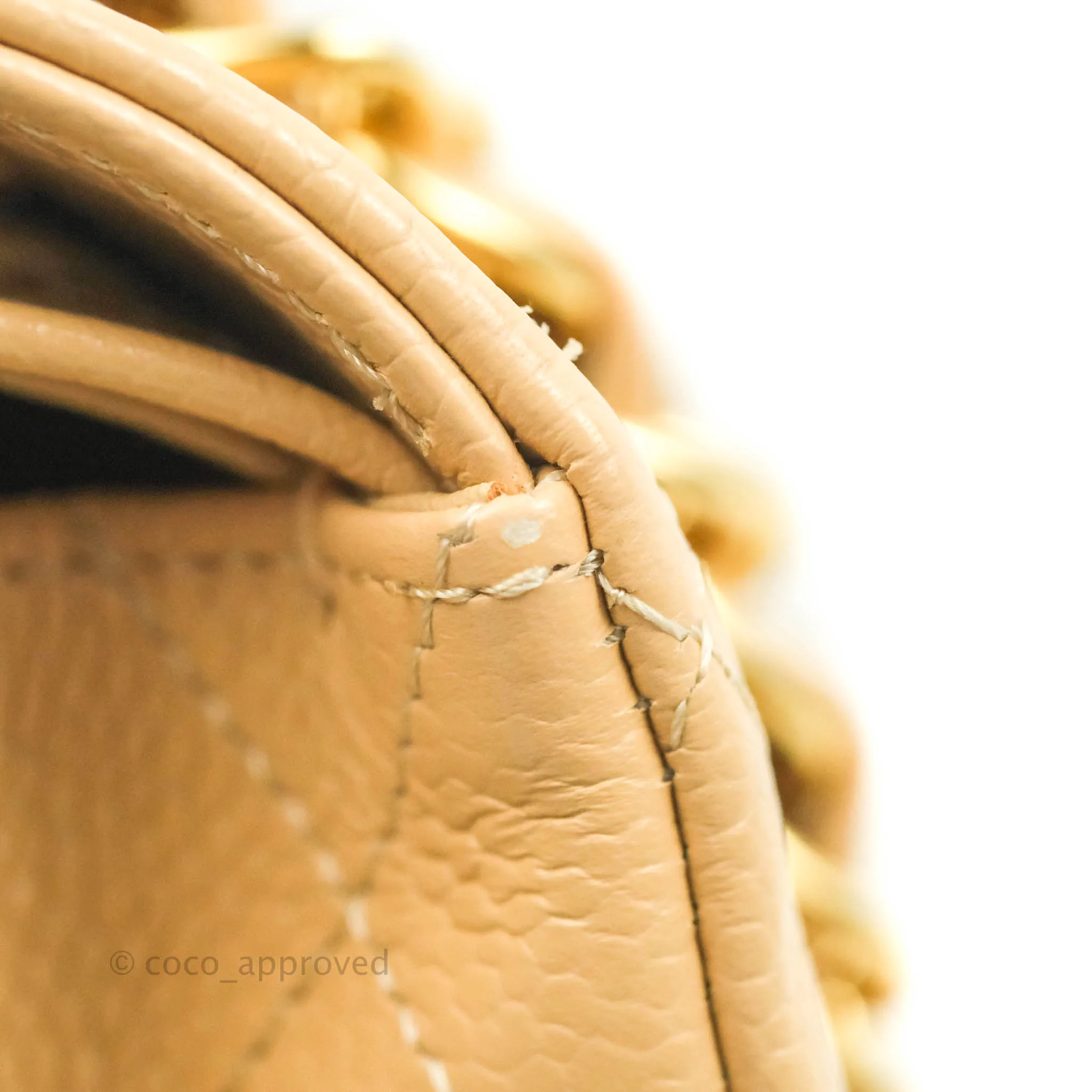 Chanel Classic M/L Medium Flap Quilted Beige Caviar Gold Hardware