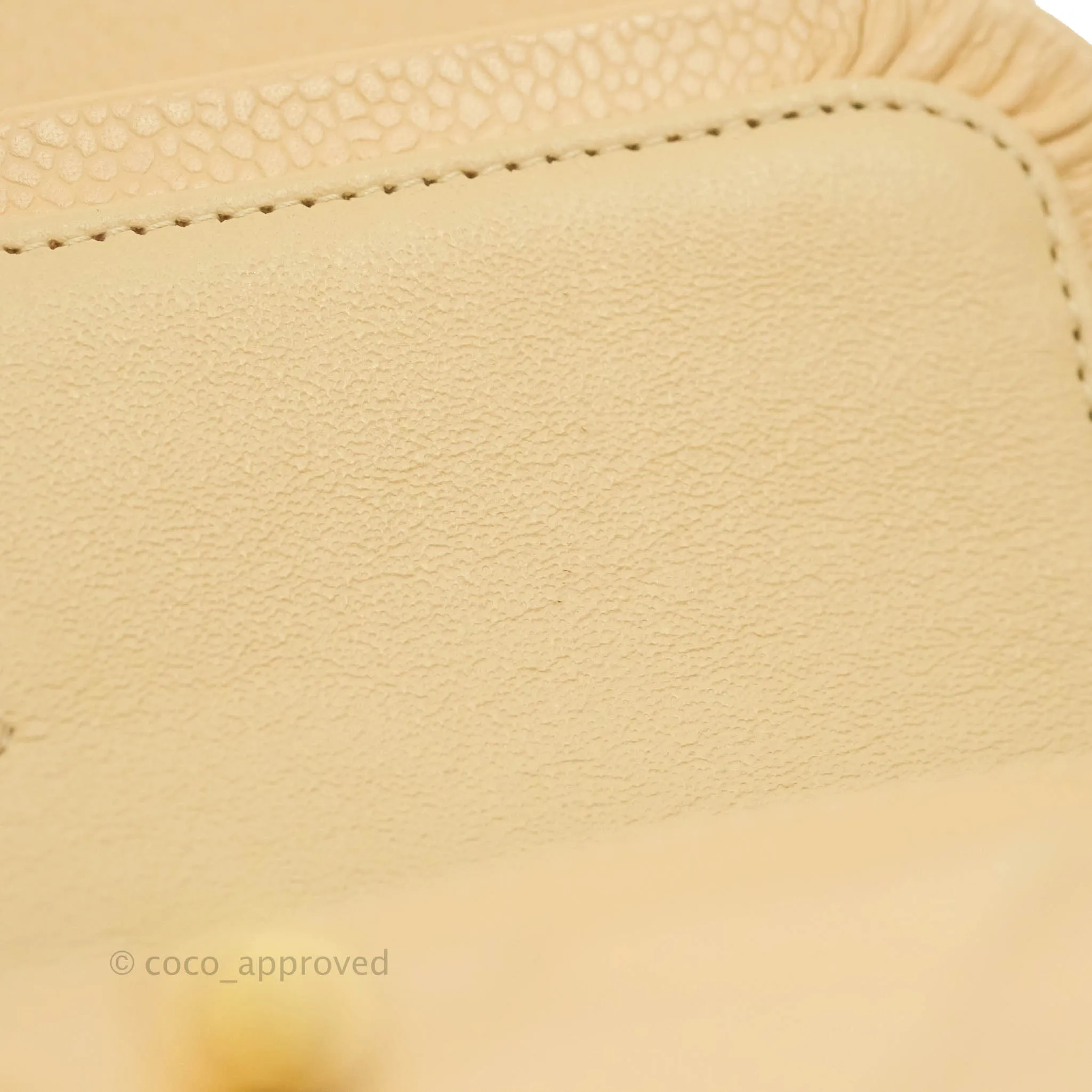 Chanel Classic M/L Medium Flap Quilted Beige Caviar Gold Hardware