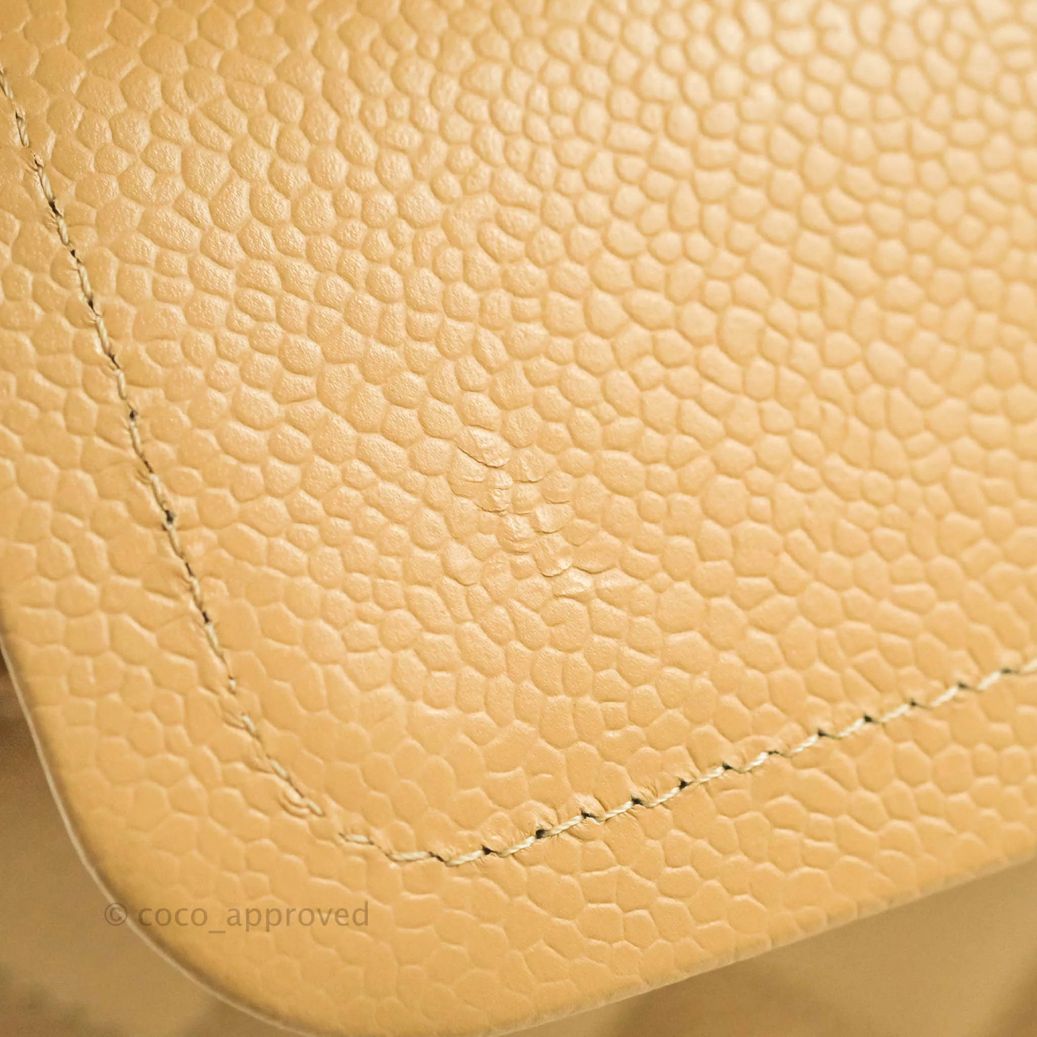 Chanel Classic M/L Medium Flap Quilted Beige Caviar Gold Hardware