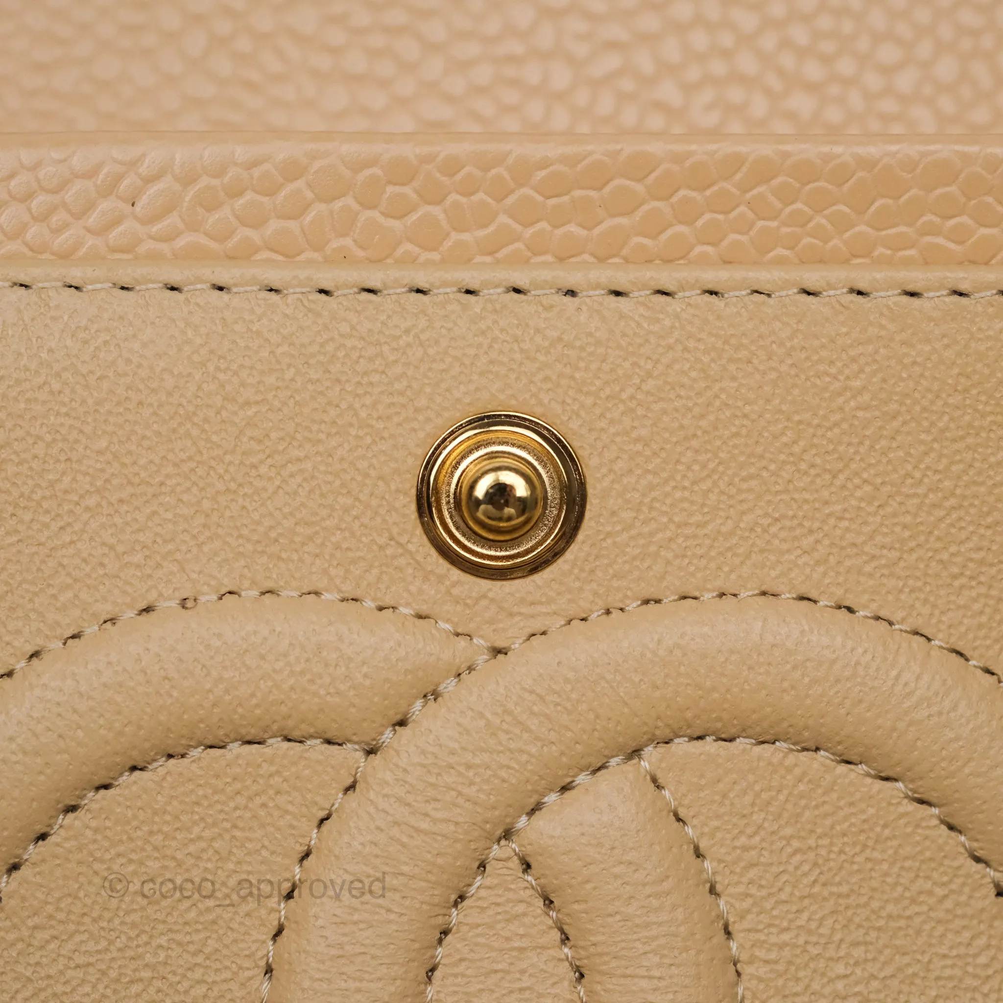 Chanel Classic M/L Medium Flap Quilted Beige Caviar Gold Hardware