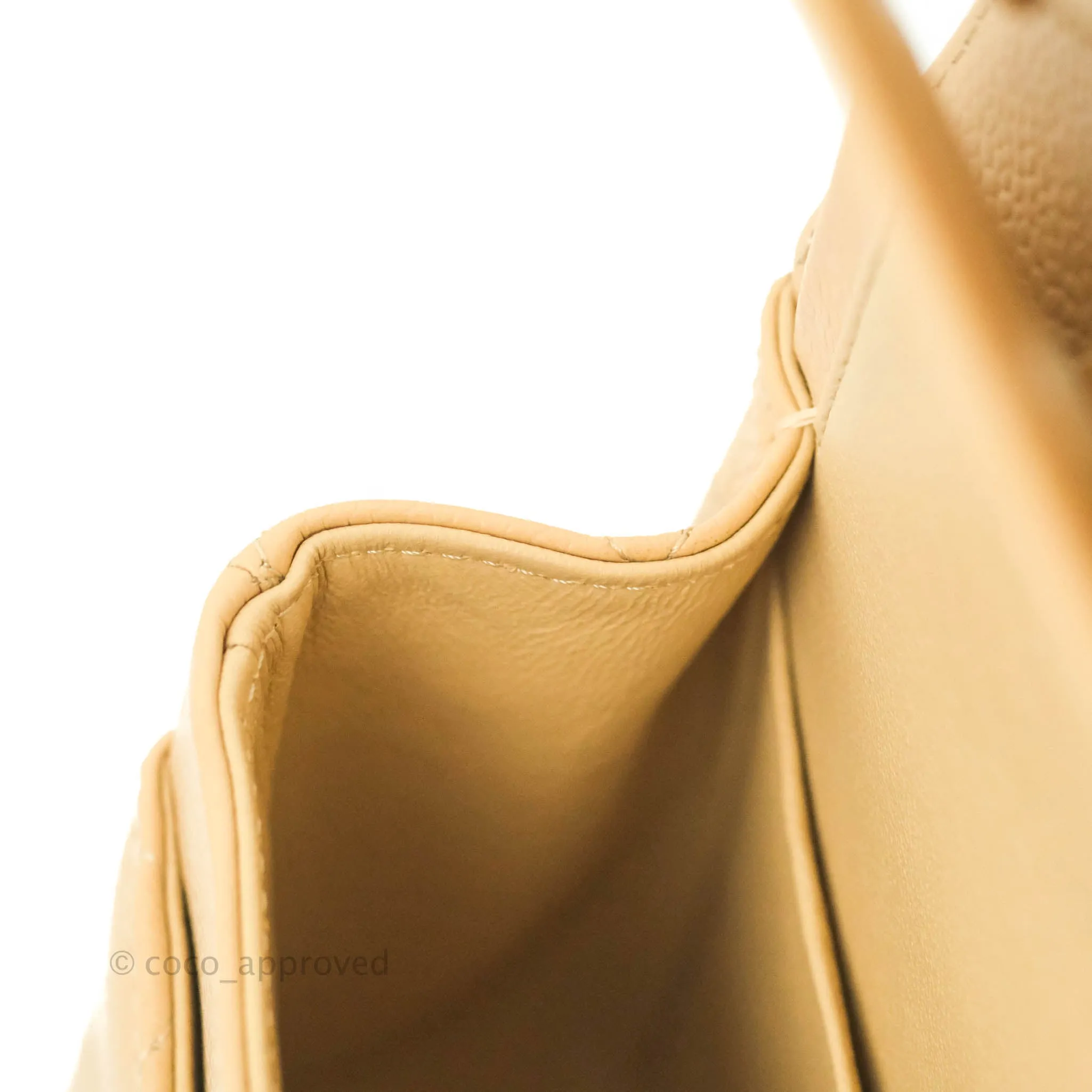Chanel Classic M/L Medium Flap Quilted Beige Caviar Gold Hardware