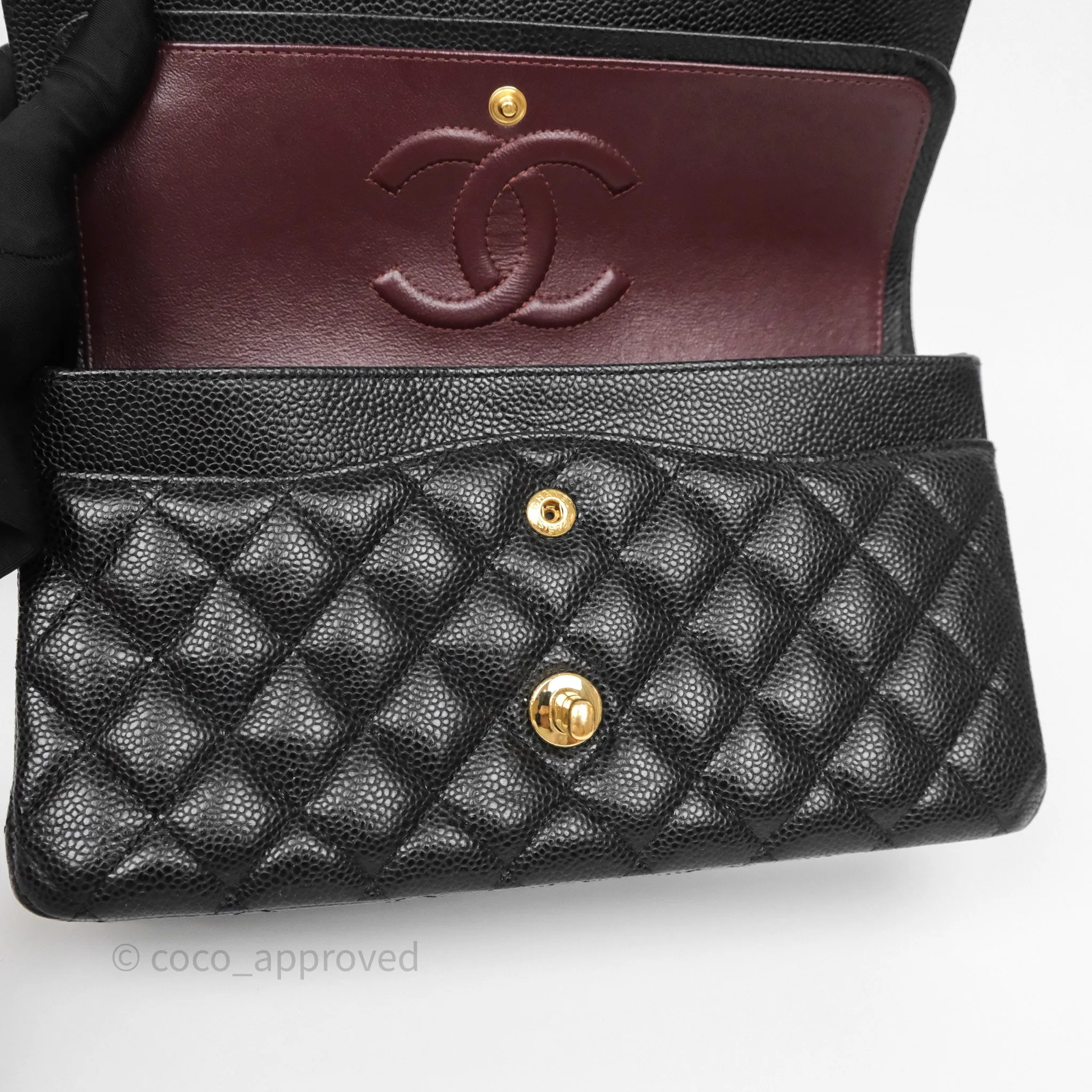 Chanel Classic M/L Medium Flap Quilted Black Caviar Gold Hardware
