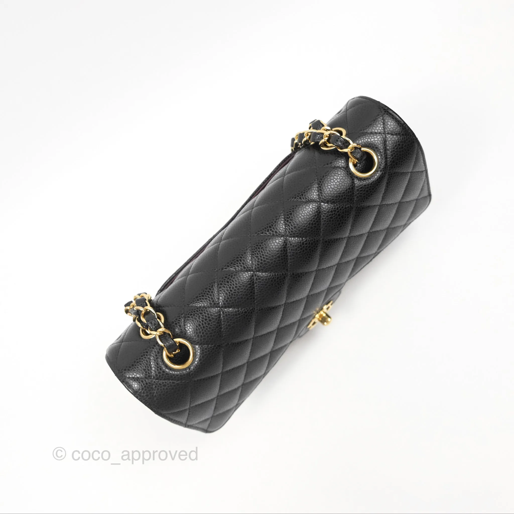 Chanel Classic M/L Medium Flap Quilted Black Caviar Gold Hardware