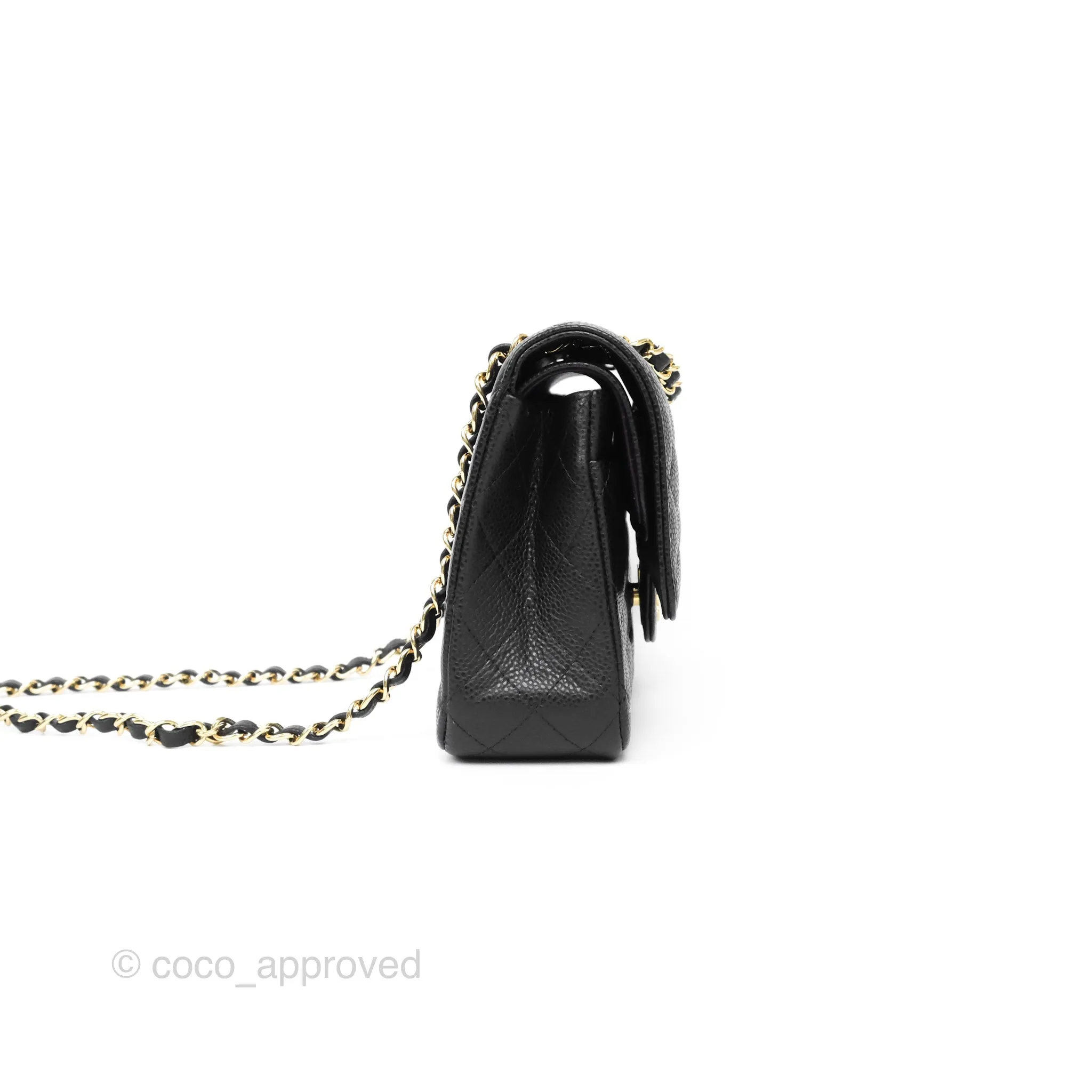 Chanel Classic M/L Medium Flap Quilted Black Caviar Gold Hardware