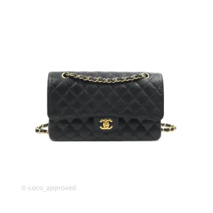 Chanel Classic M/L Medium Flap Quilted Black Caviar Gold Hardware