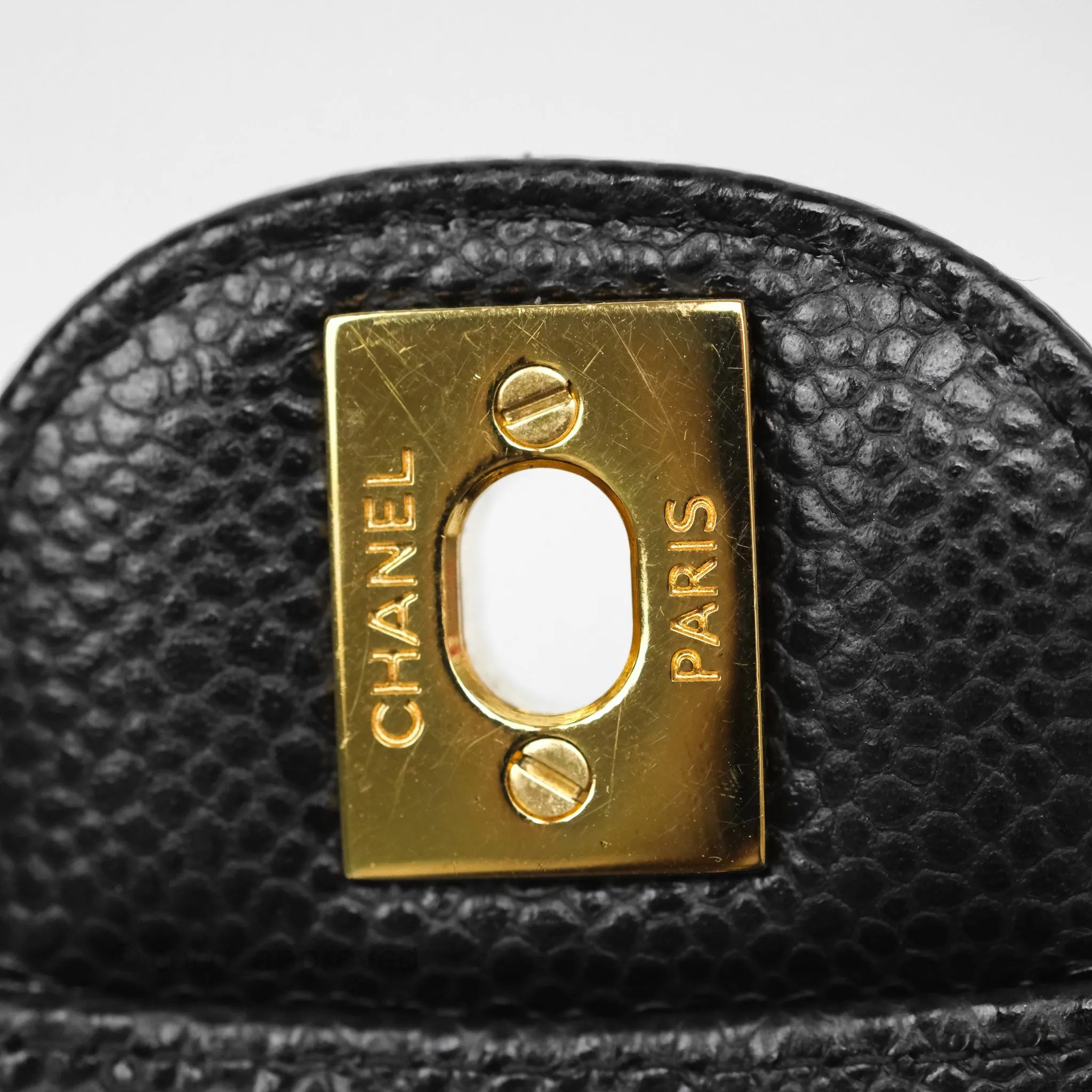 Chanel Classic M/L Medium Flap Quilted Black Caviar Gold Hardware