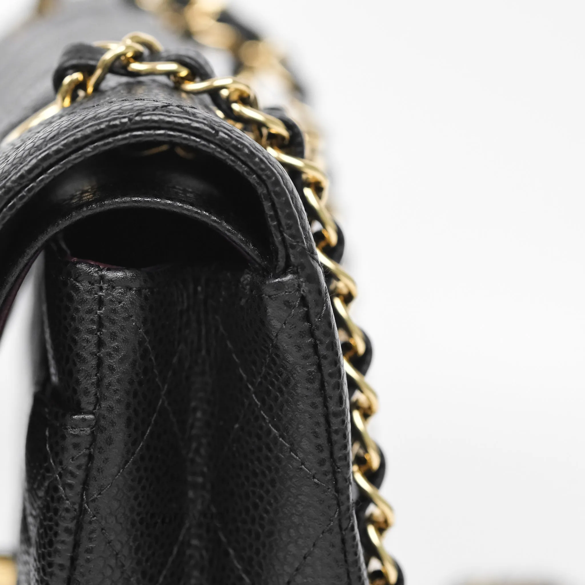 Chanel Classic M/L Medium Flap Quilted Black Caviar Gold Hardware