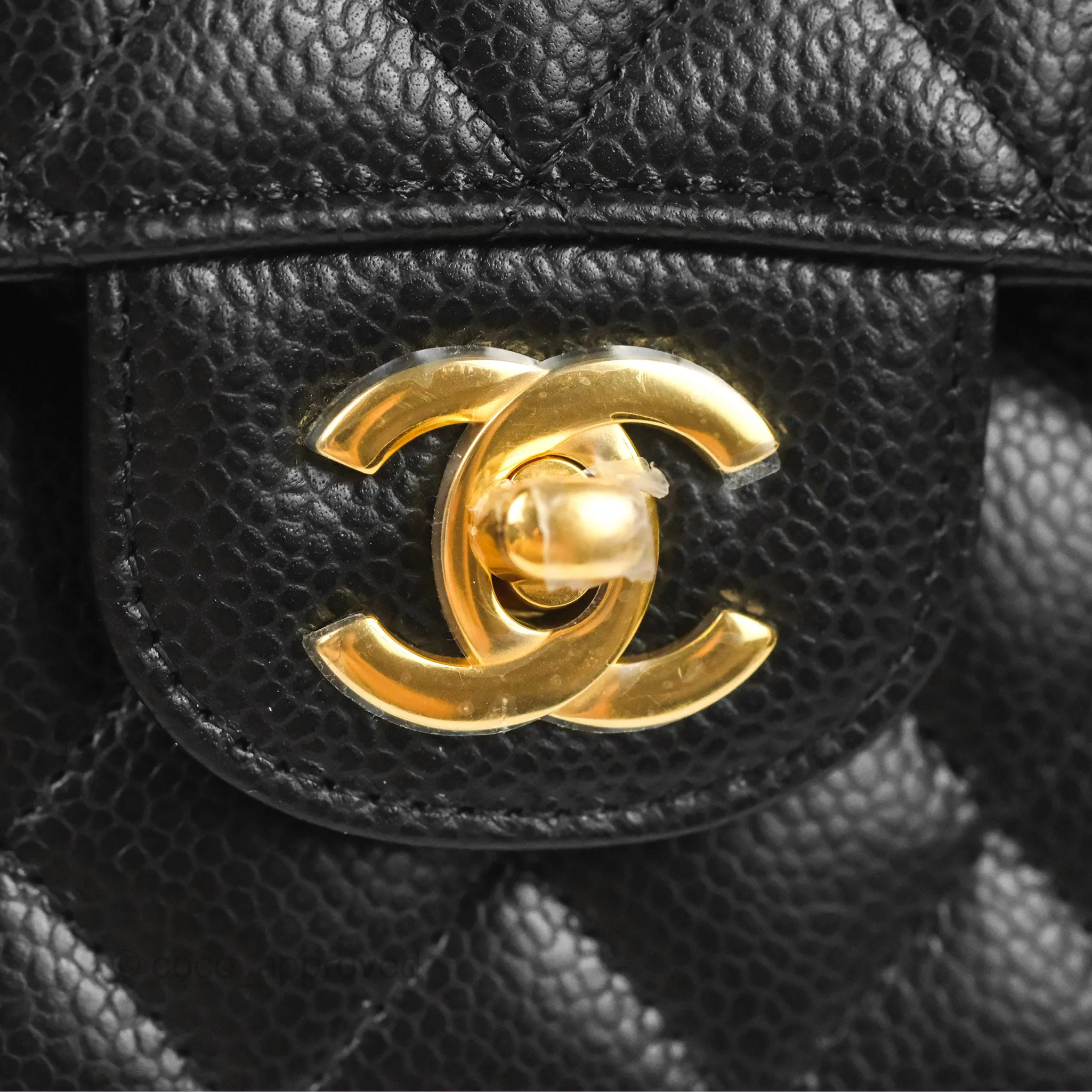 Chanel Classic M/L Medium Flap Quilted Black Caviar Gold Hardware